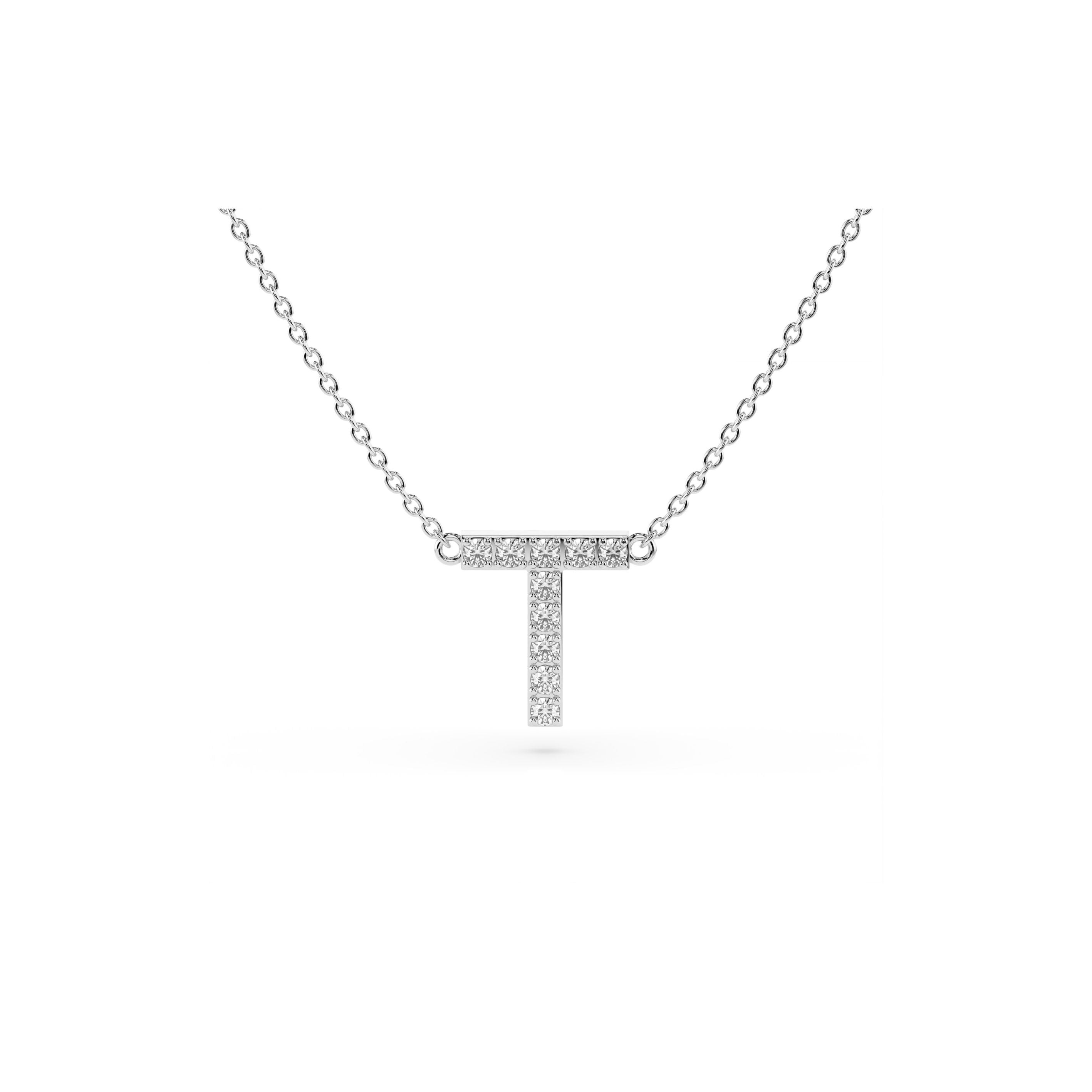 Initial Diamond Necklace in White Gold