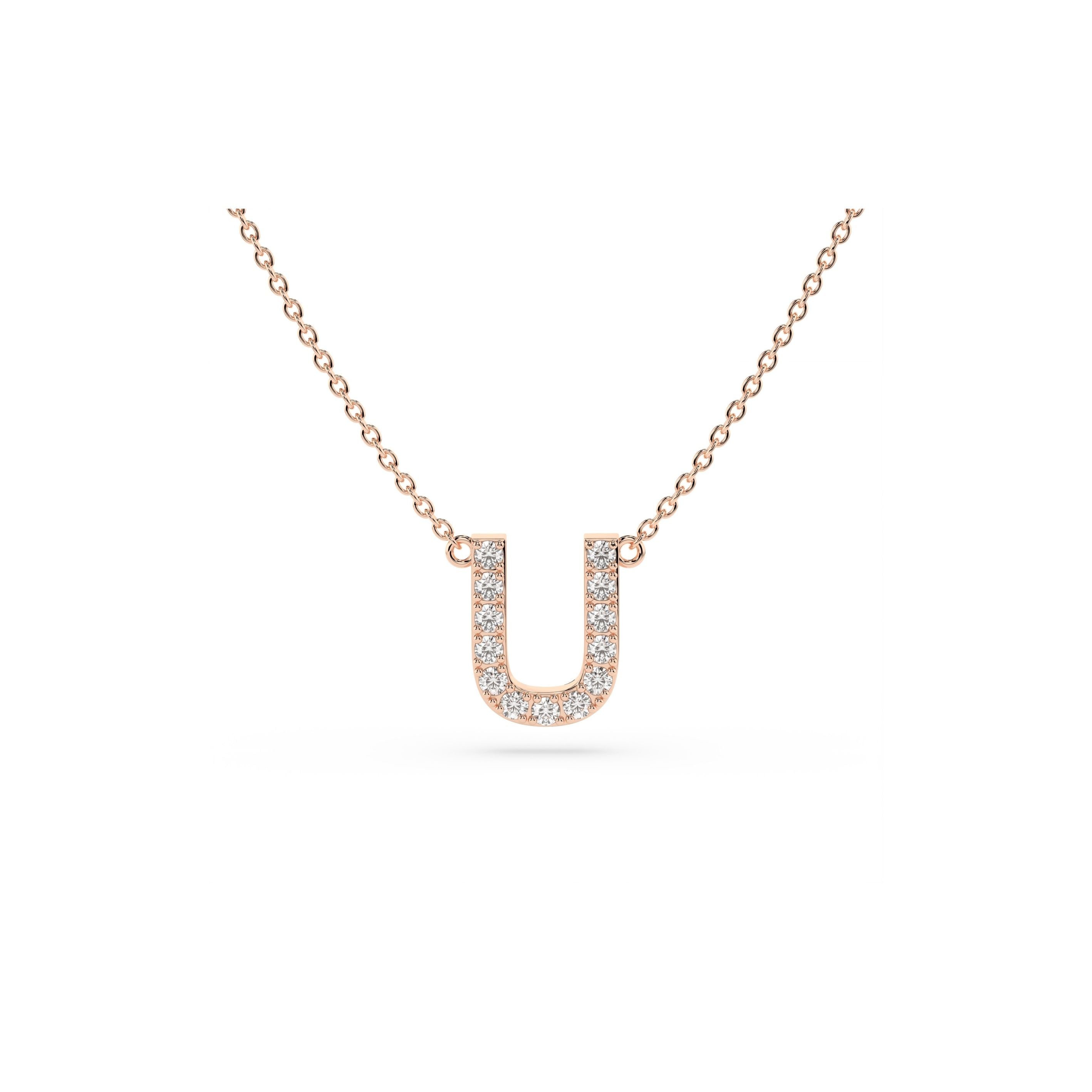 Initial Diamond Necklace in Rose Gold