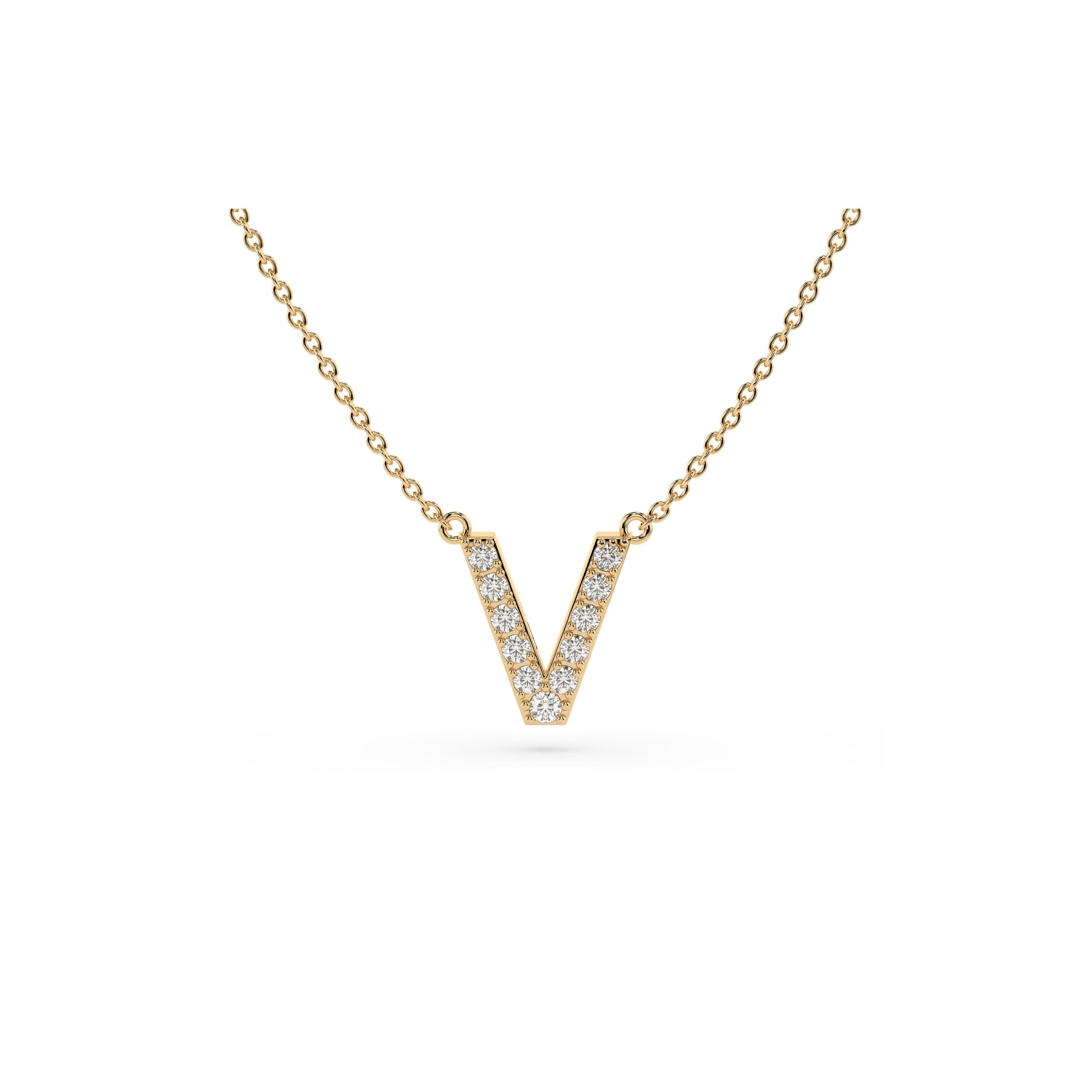 Initial Diamond Necklace in Yellow Gold