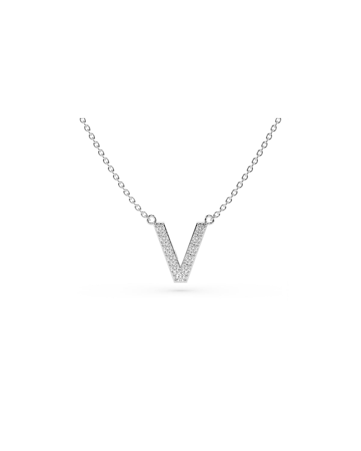 Initial Diamond Necklace in White Gold