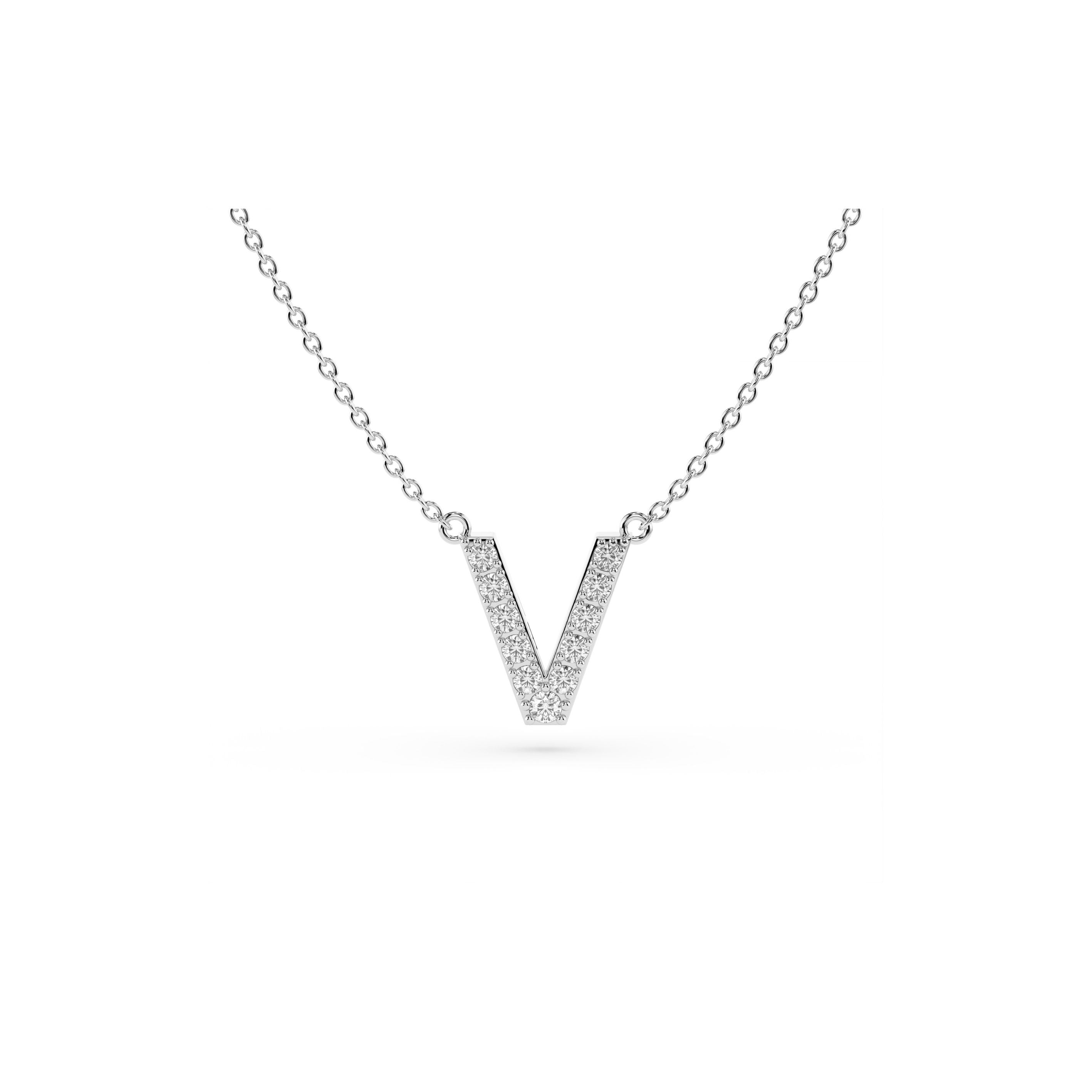 Initial Diamond Necklace in White Gold