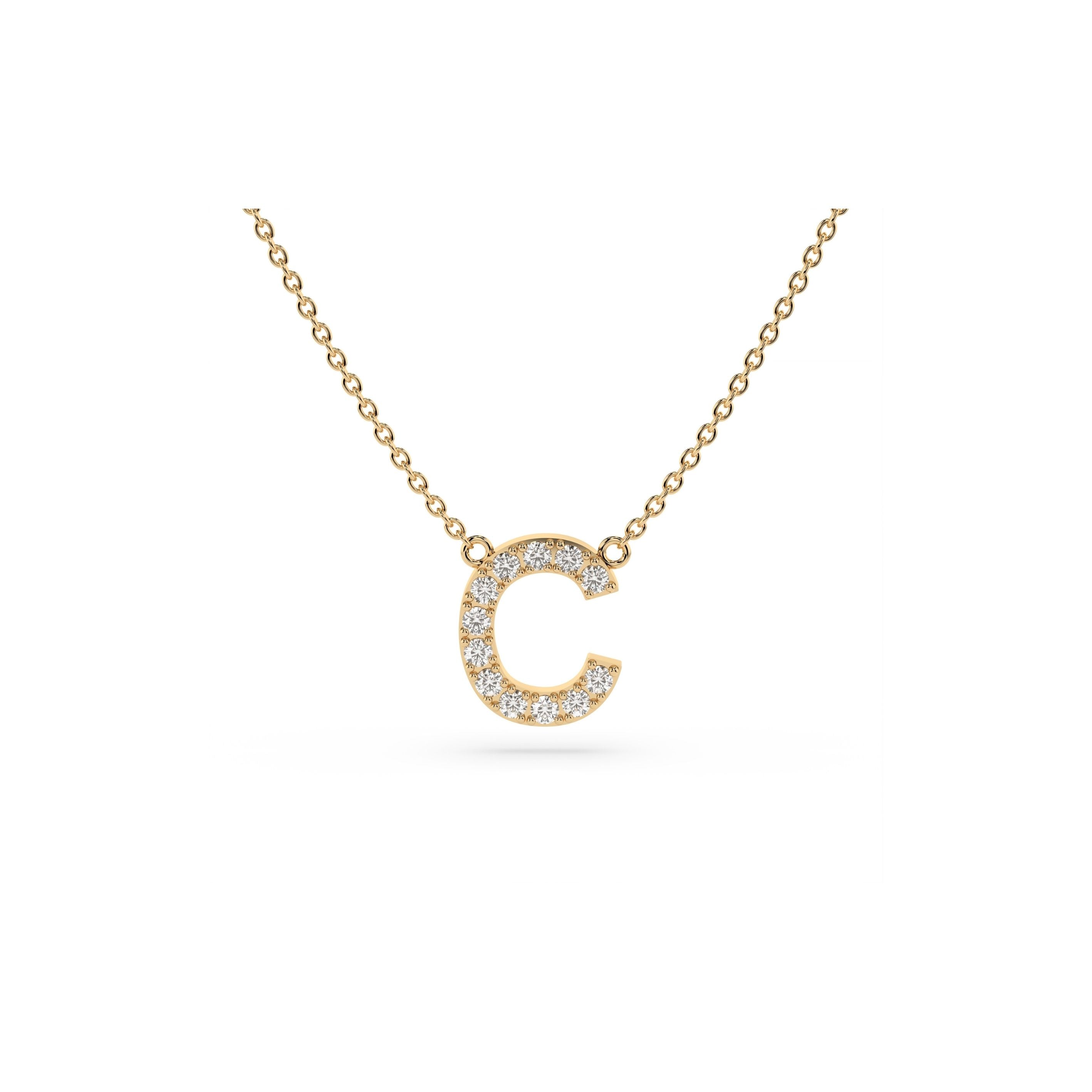 Initial Diamond Necklace in Yellow Gold
