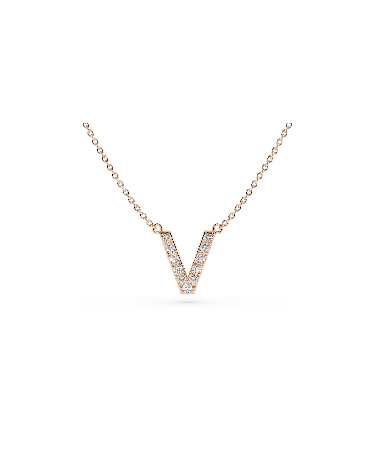 Initial Diamond Necklace in Rose Gold