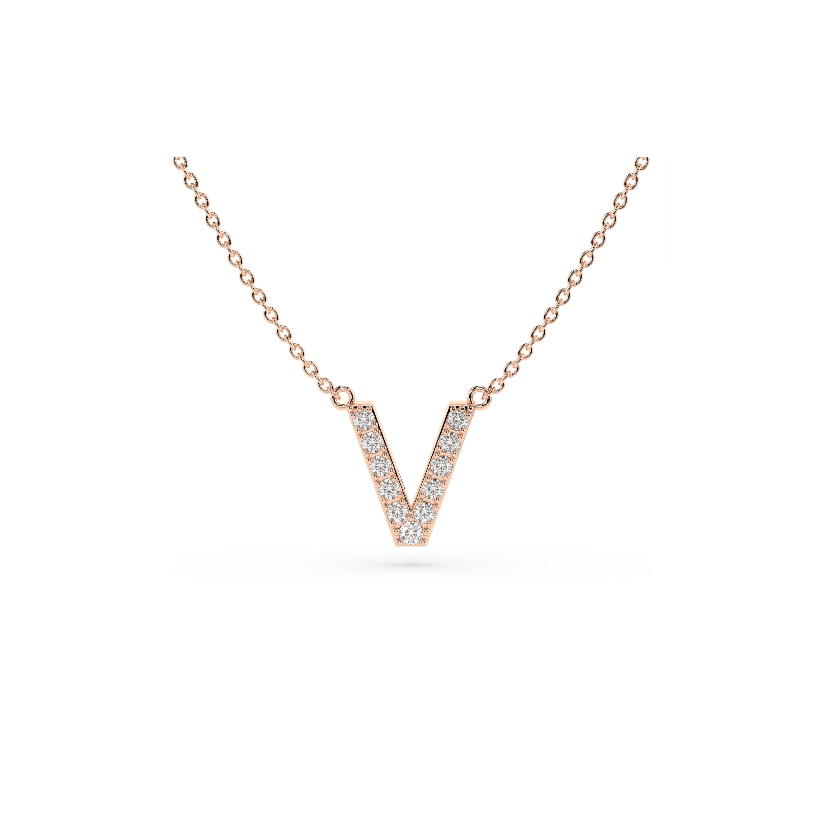Initial Diamond Necklace in Rose Gold