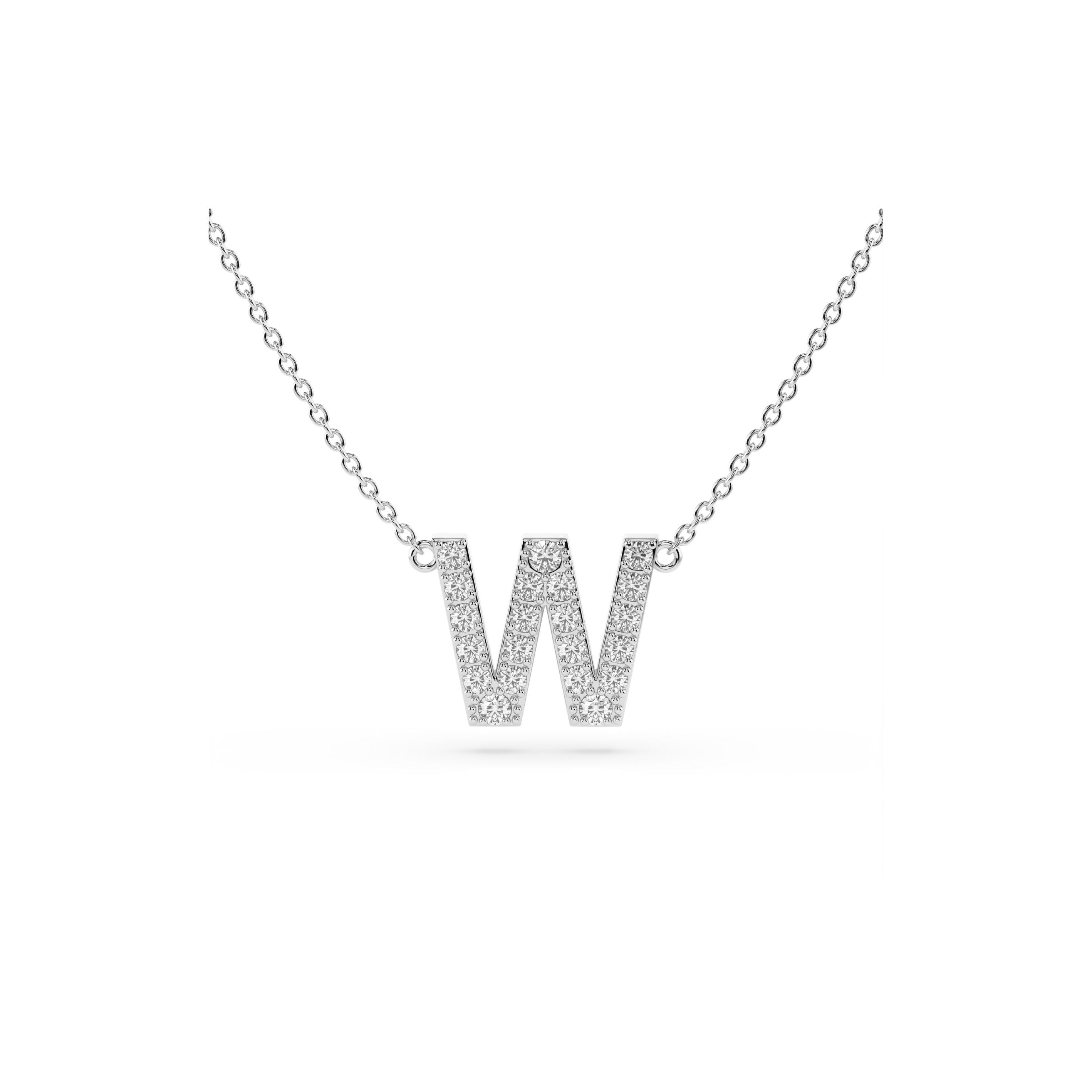 Initial Diamond Necklace in White Gold
