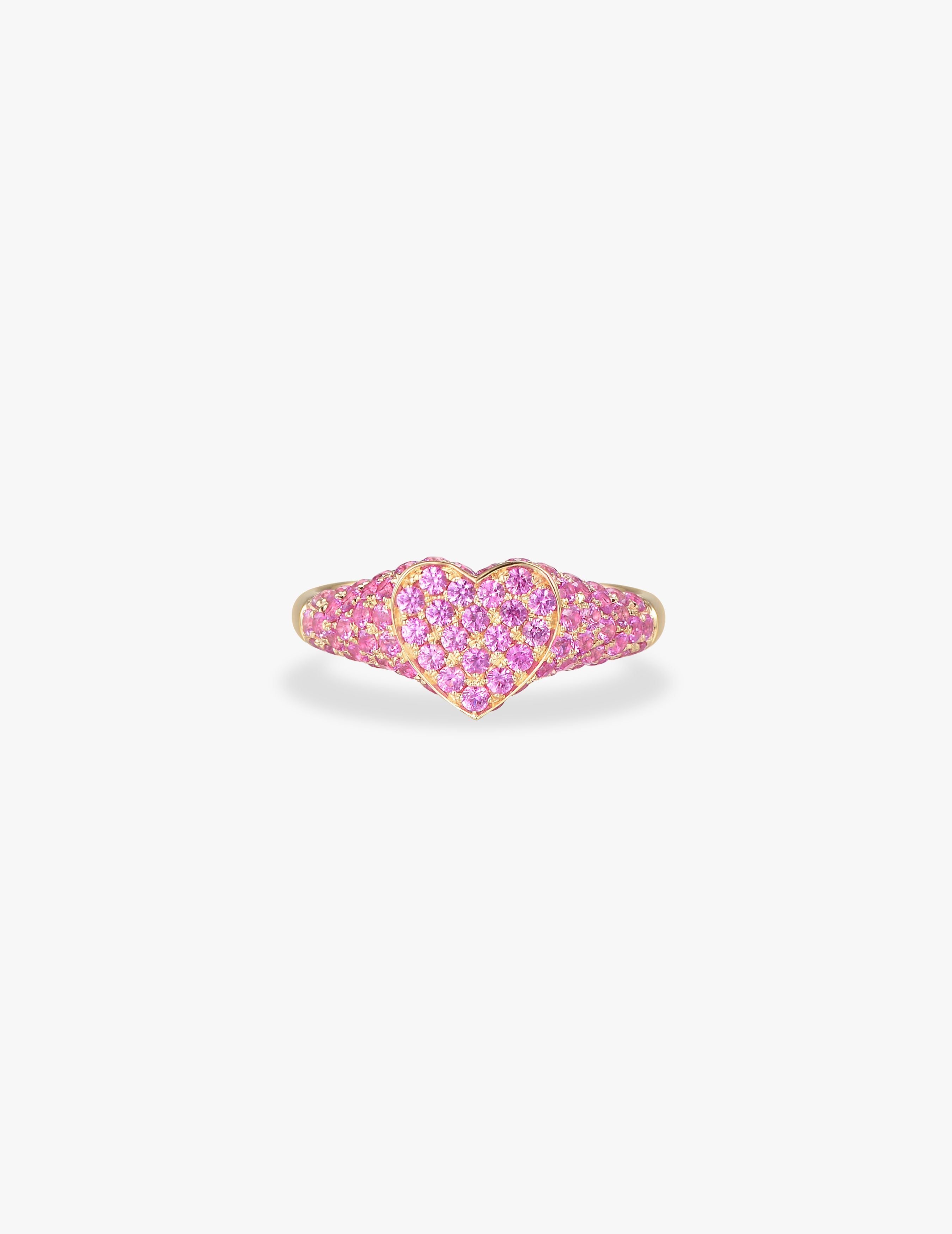 Pinky Sapphire Heart Ring