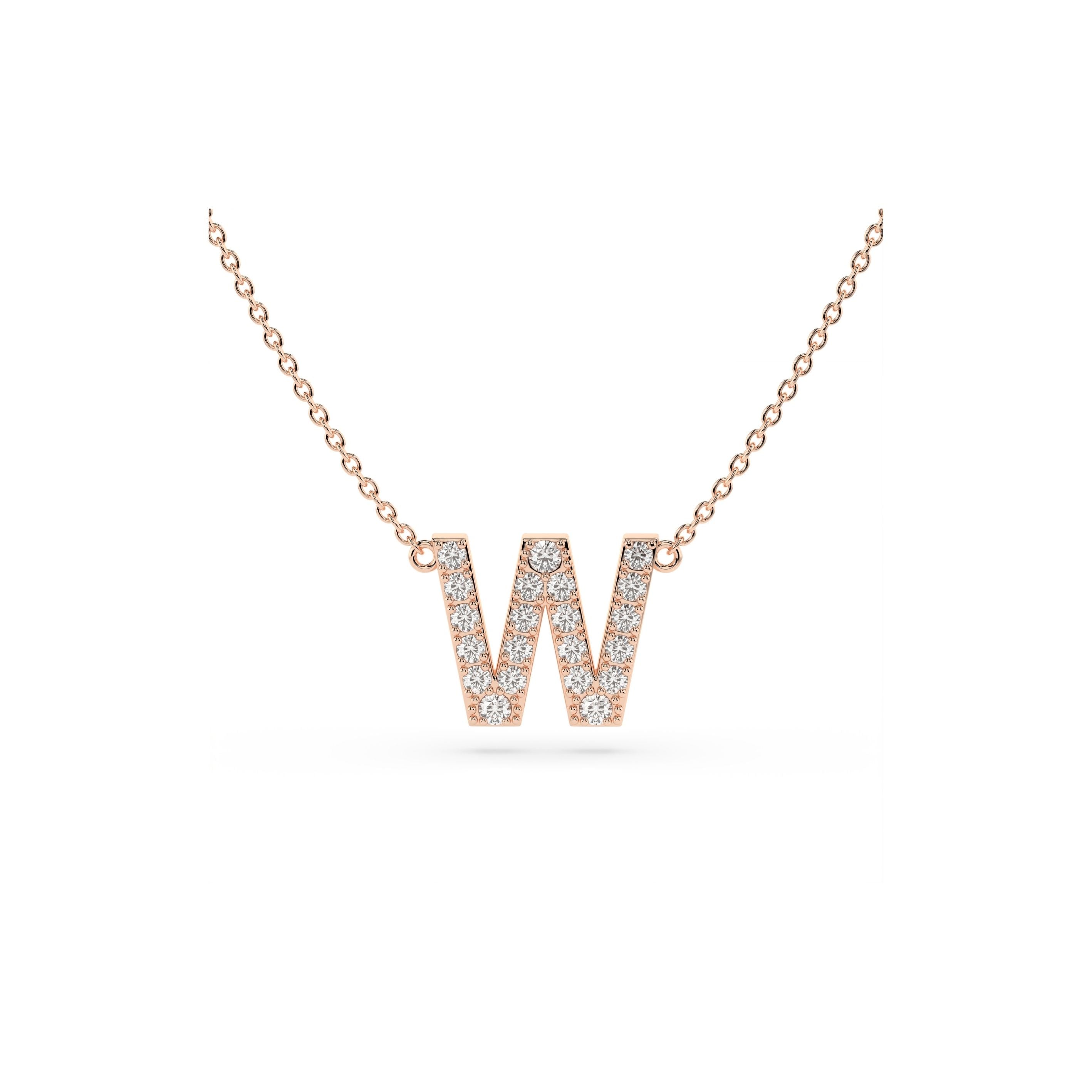 Initial Diamond Necklace in Rose Gold