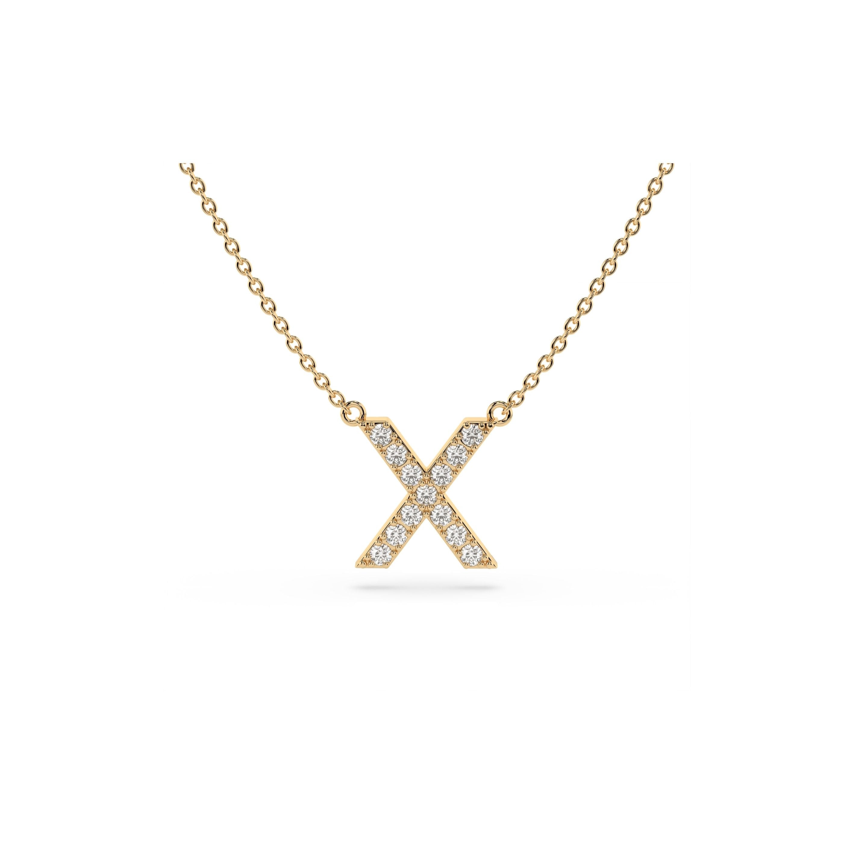 Initial Diamond Necklace in Yellow Gold