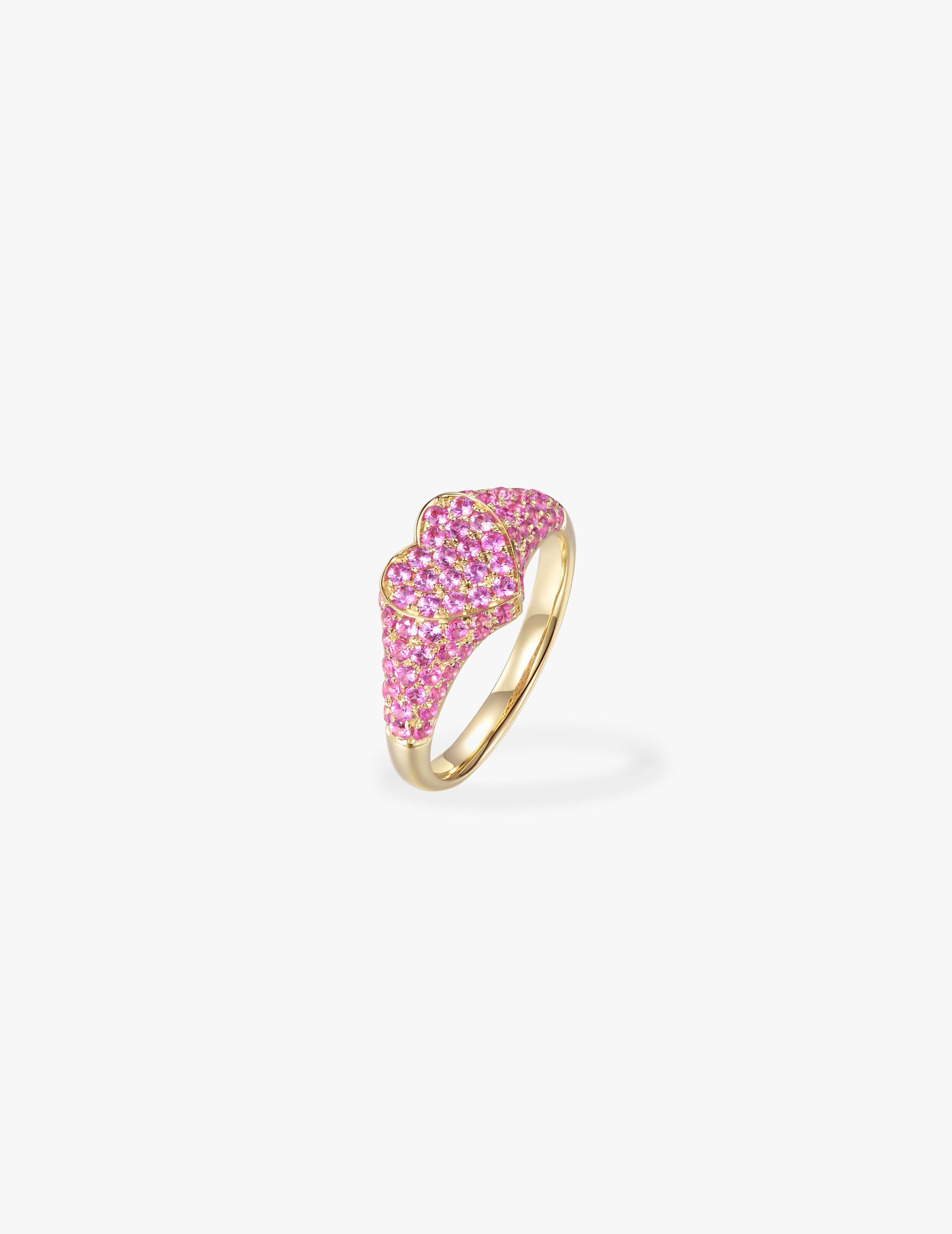Pinky Sapphire Heart Ring