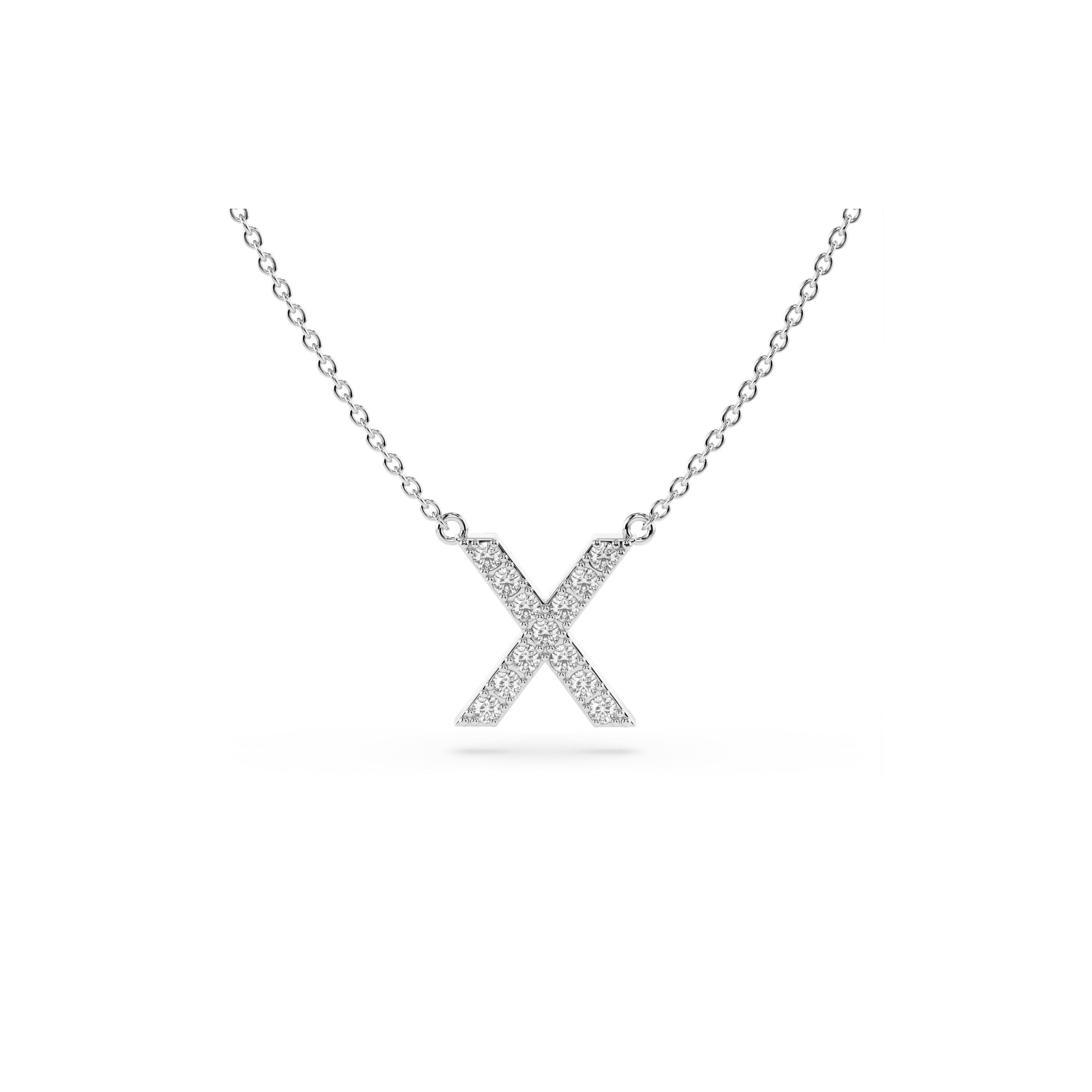 Initial Diamond Necklace in White Gold