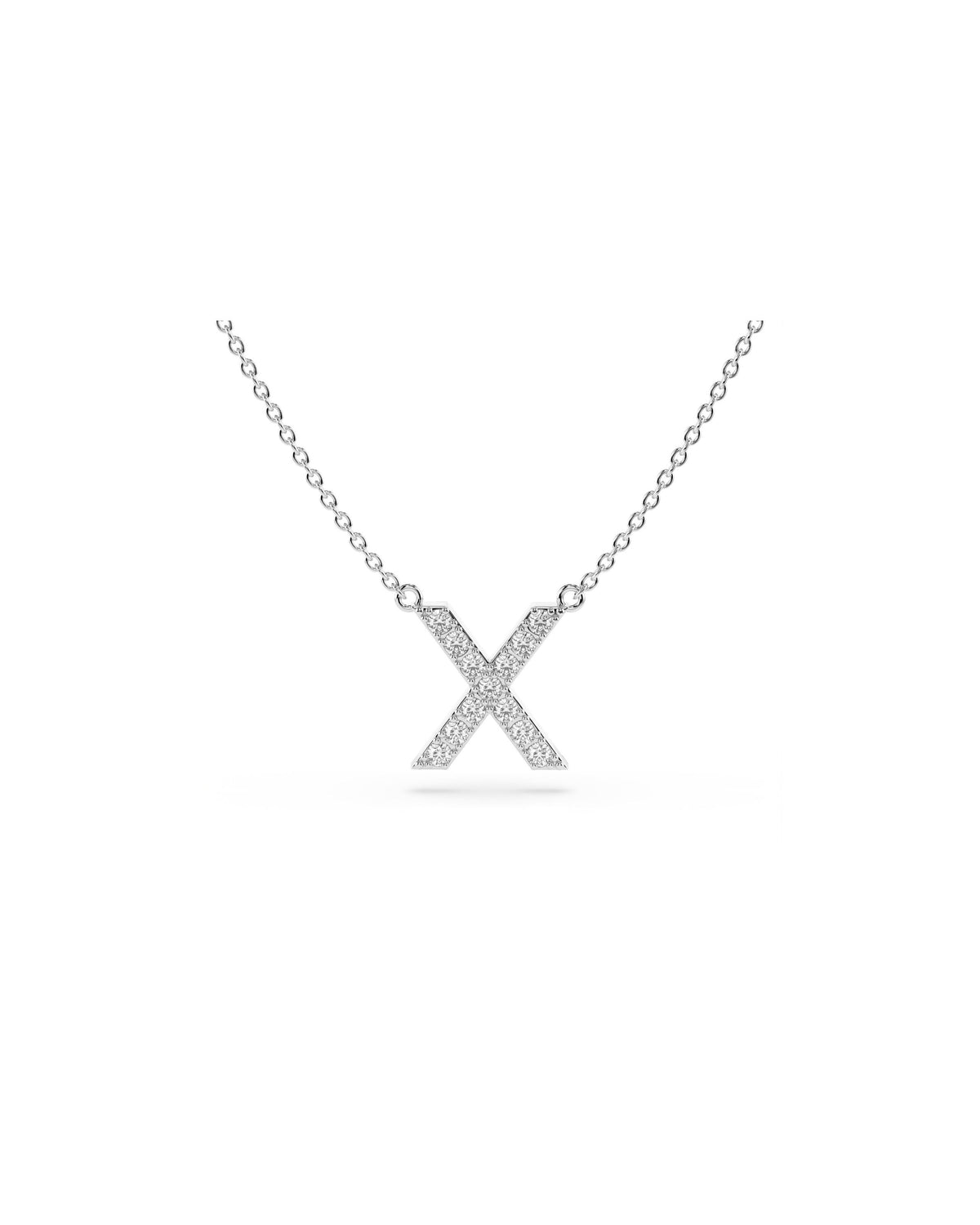Initial Diamond Necklace in White Gold