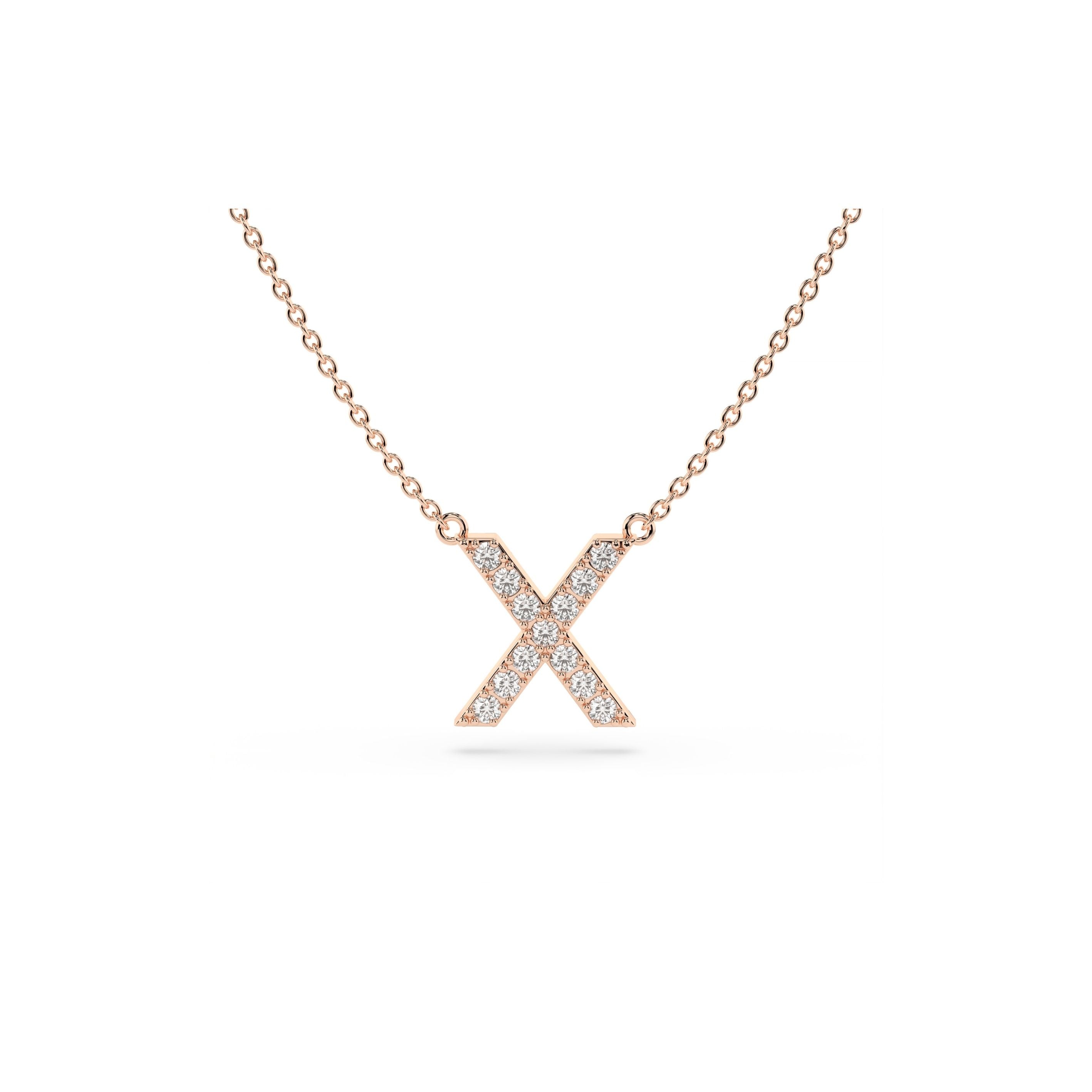Initial Diamond Necklace in Rose Gold
