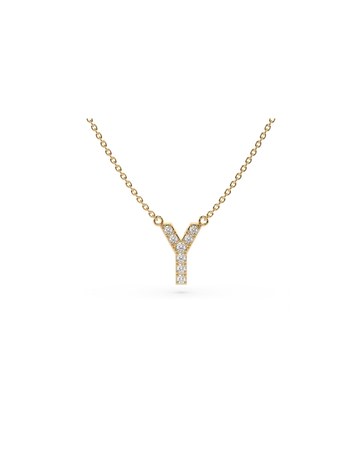Initial Diamond Necklace in Yellow Gold
