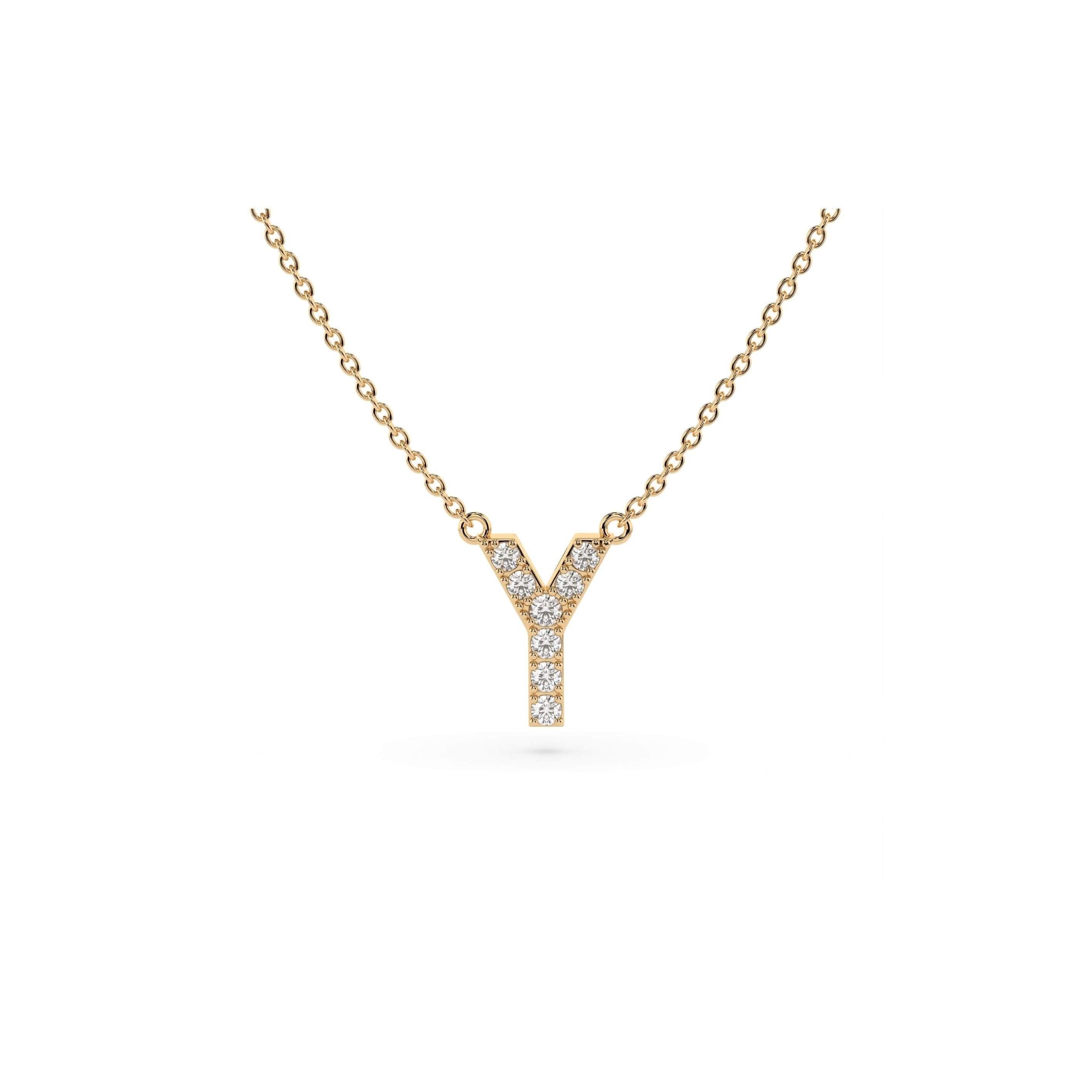Initial Diamond Necklace in Yellow Gold