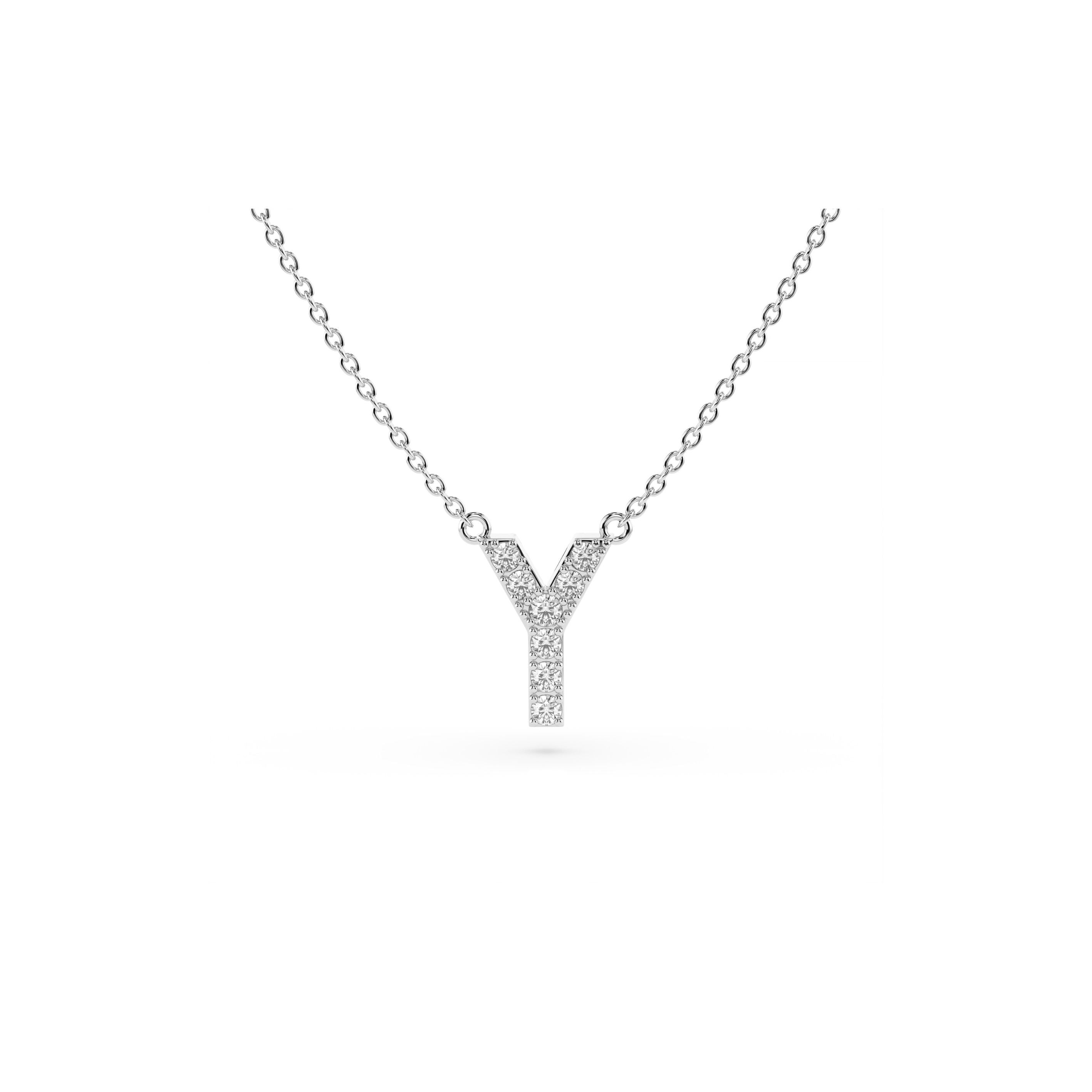 Initial Diamond Necklace in White Gold