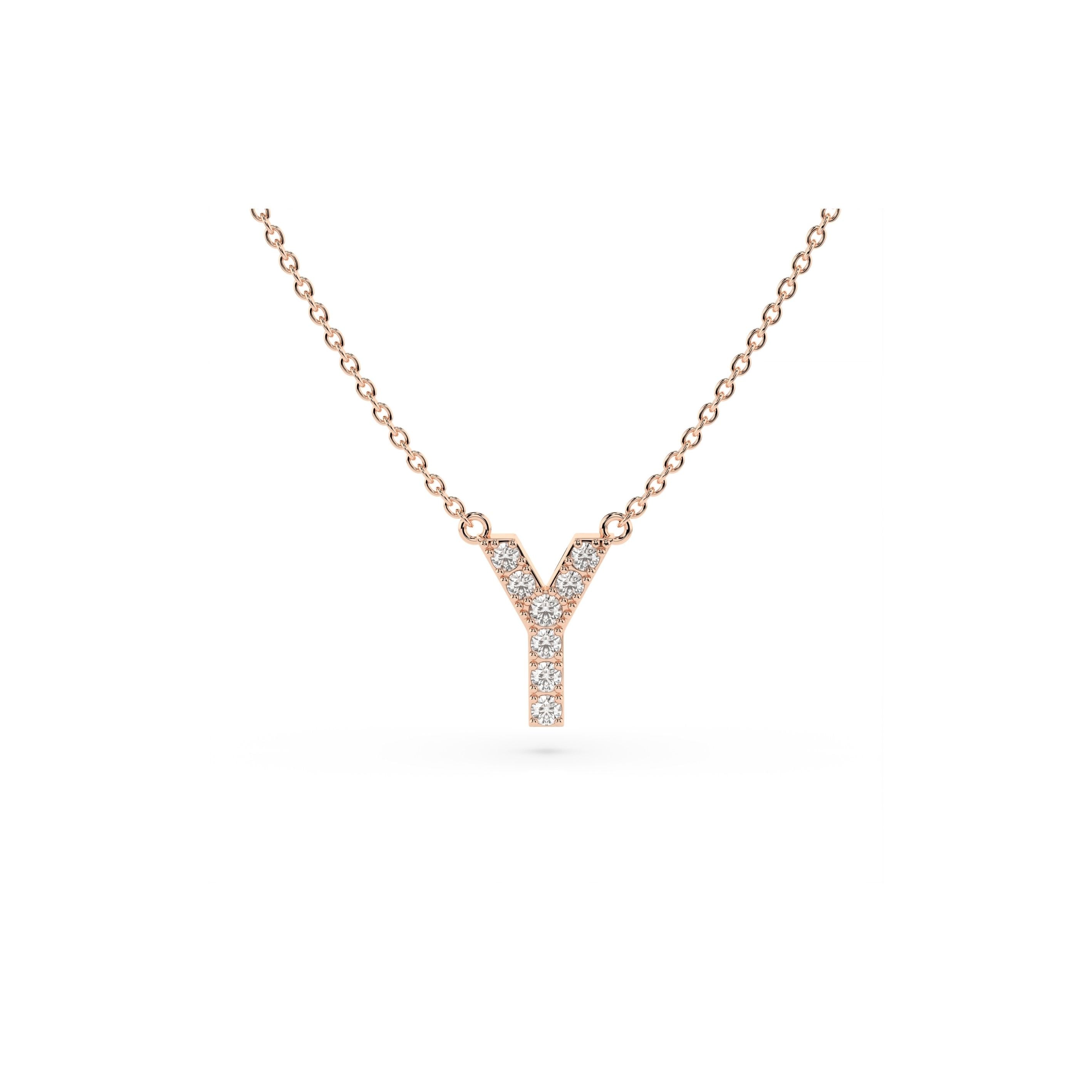 Initial Diamond Necklace in Rose Gold