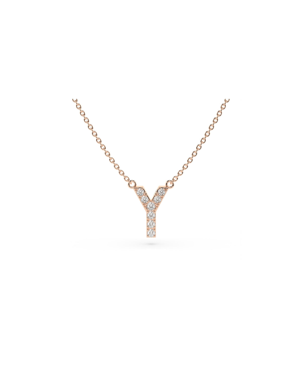 Initial Diamond Necklace in Rose Gold
