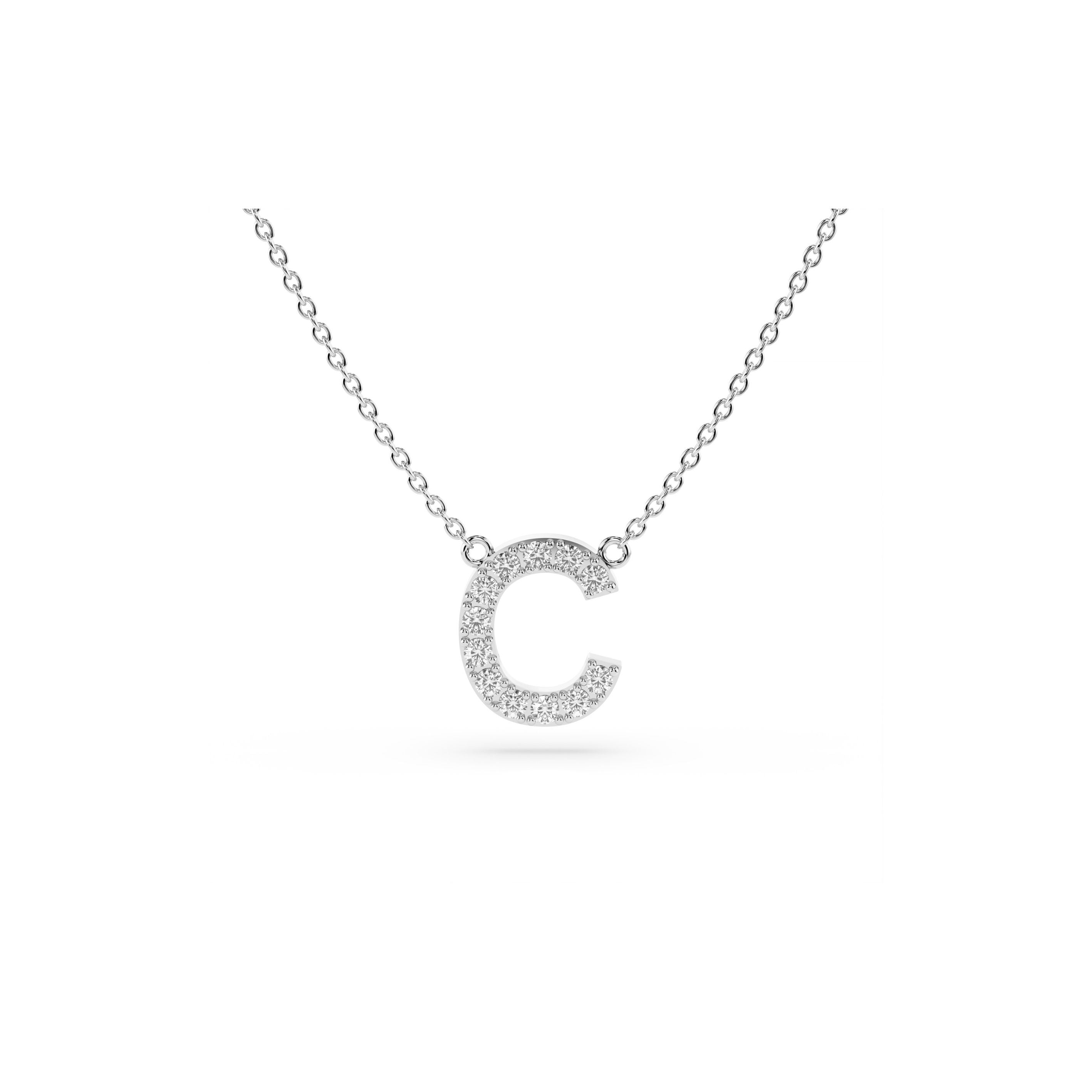 Initial Diamond Necklace in White Gold