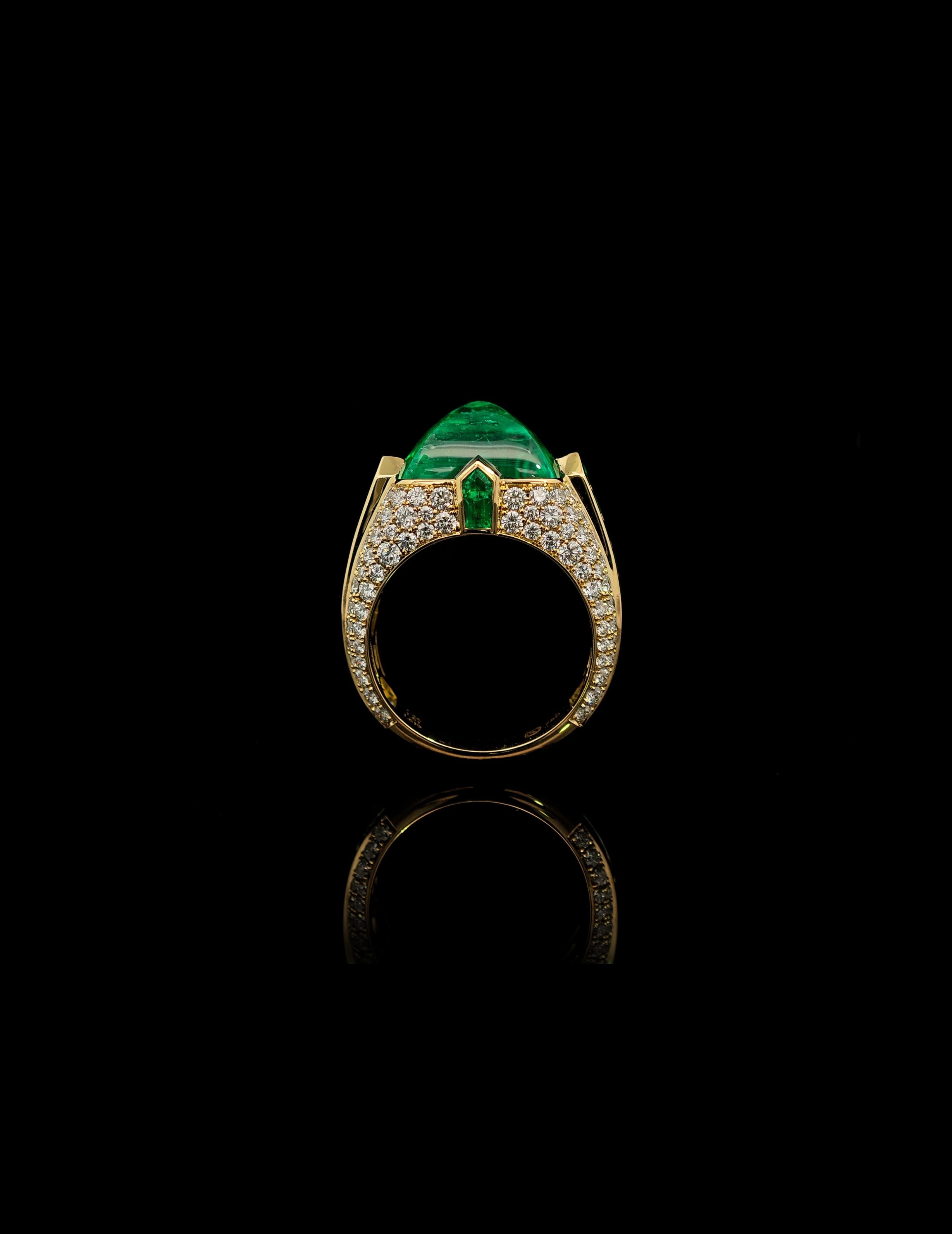 7.46ct Sugarloaf Emerald Cocktail Ring