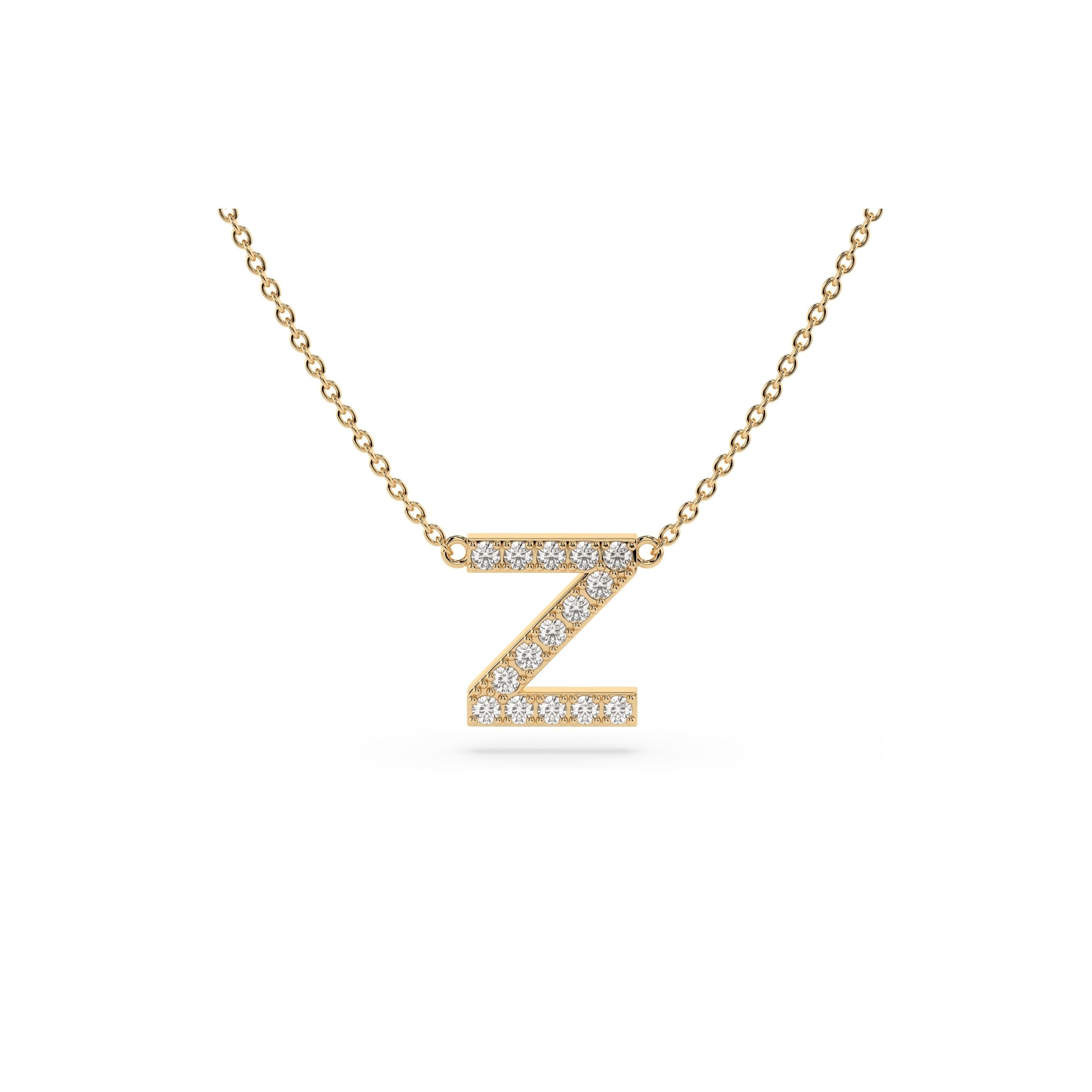 Initial Diamond Necklace in Yellow Gold