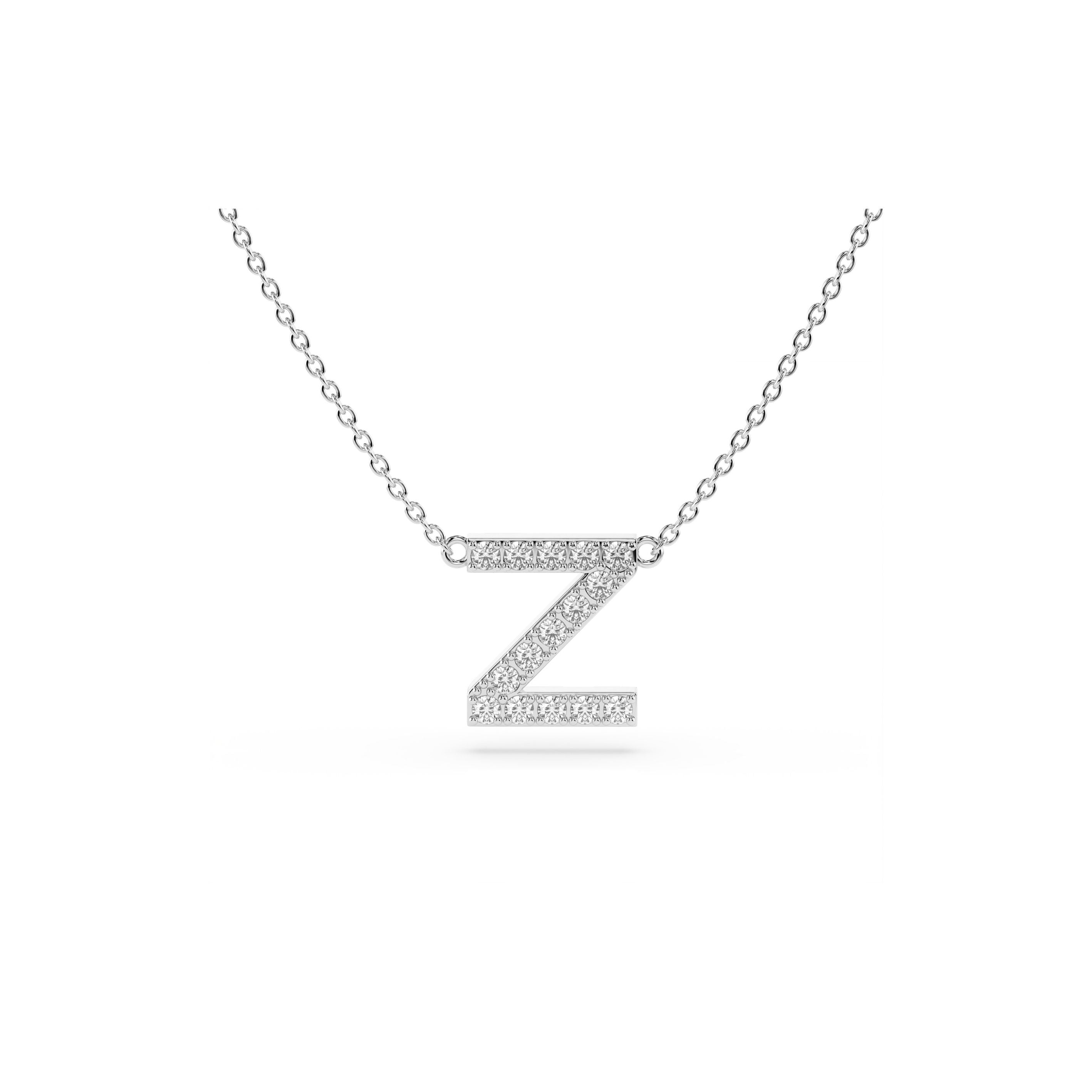Initial Diamond Necklace in White Gold