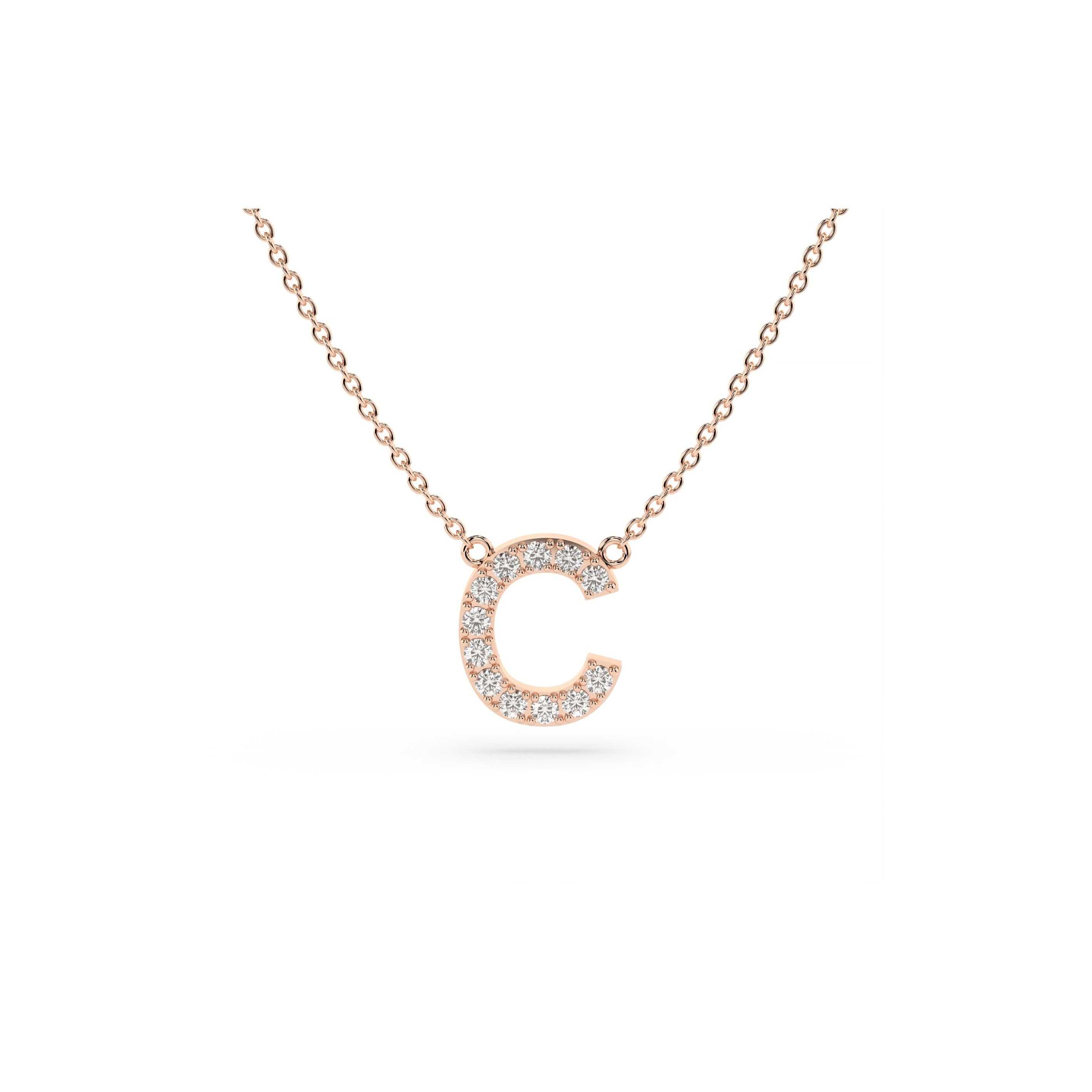 Initial Diamond Necklace in Rose Gold