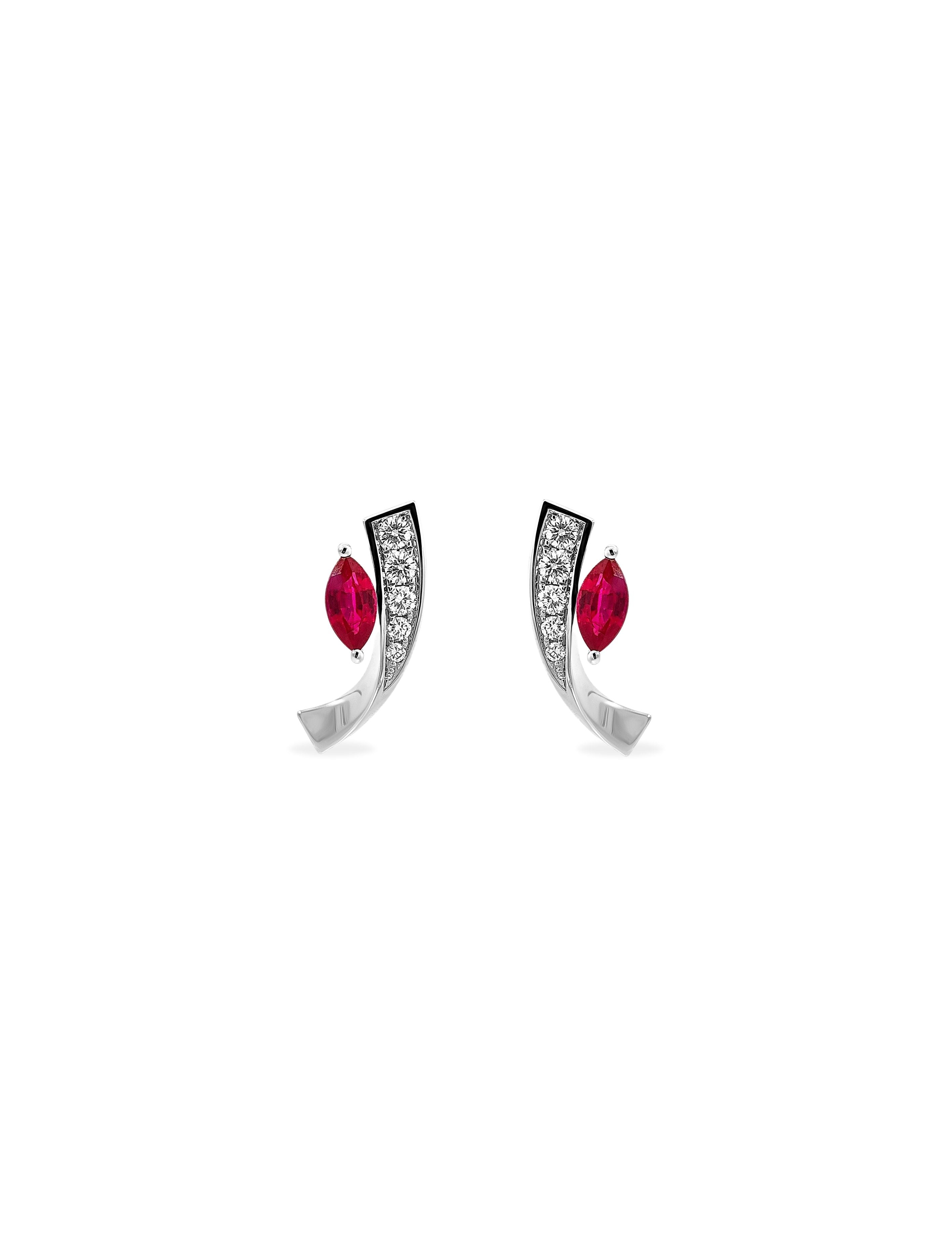 Marquise Ruby Diamond Earring