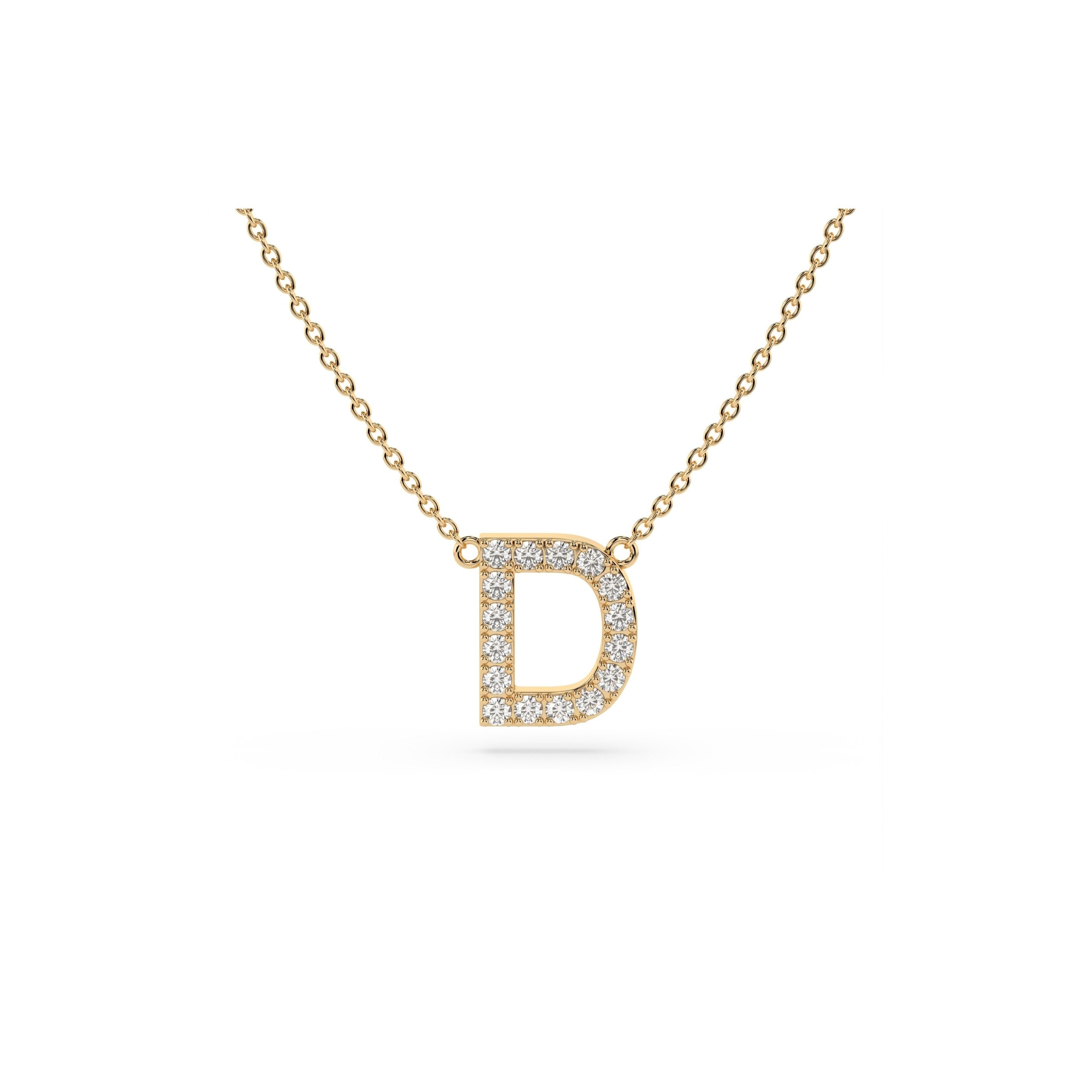 Initial Diamond Necklace in Yellow Gold