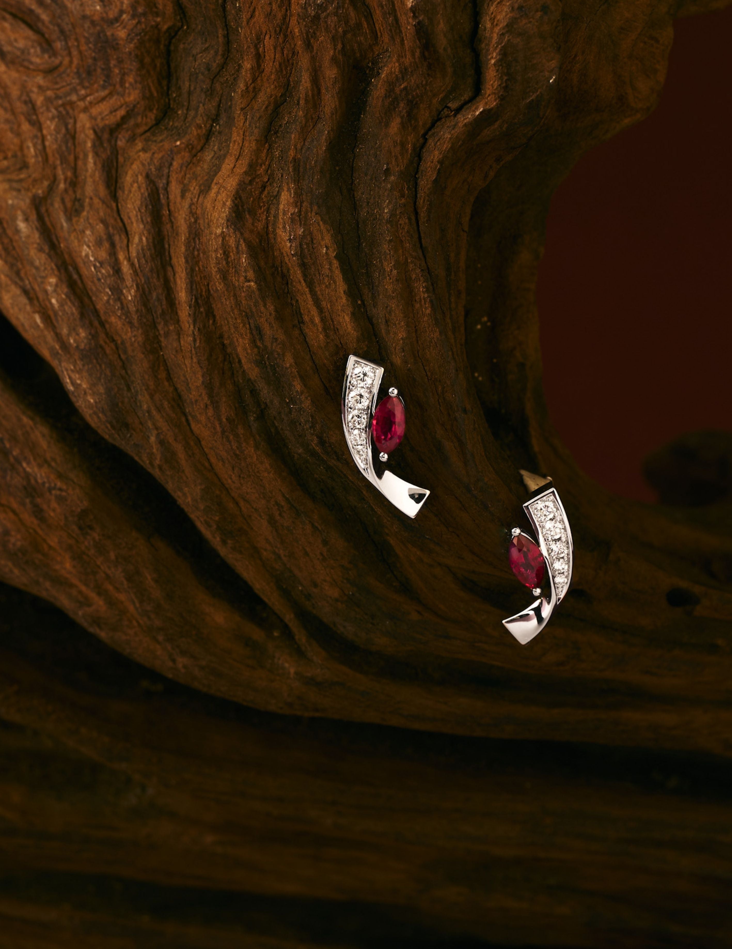 Marquise Ruby Diamond Earring