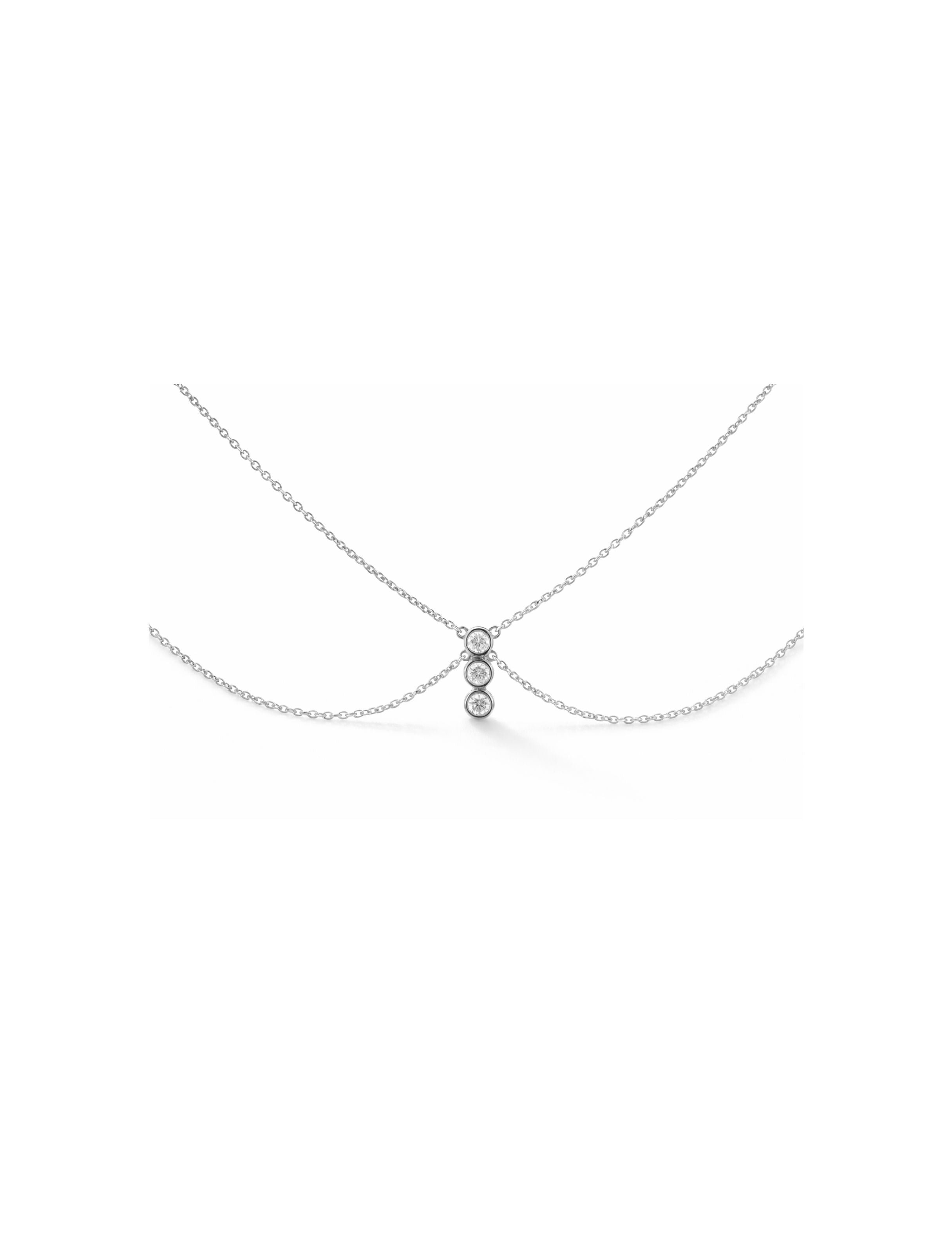 Diamond Drop Double Chain Necklace