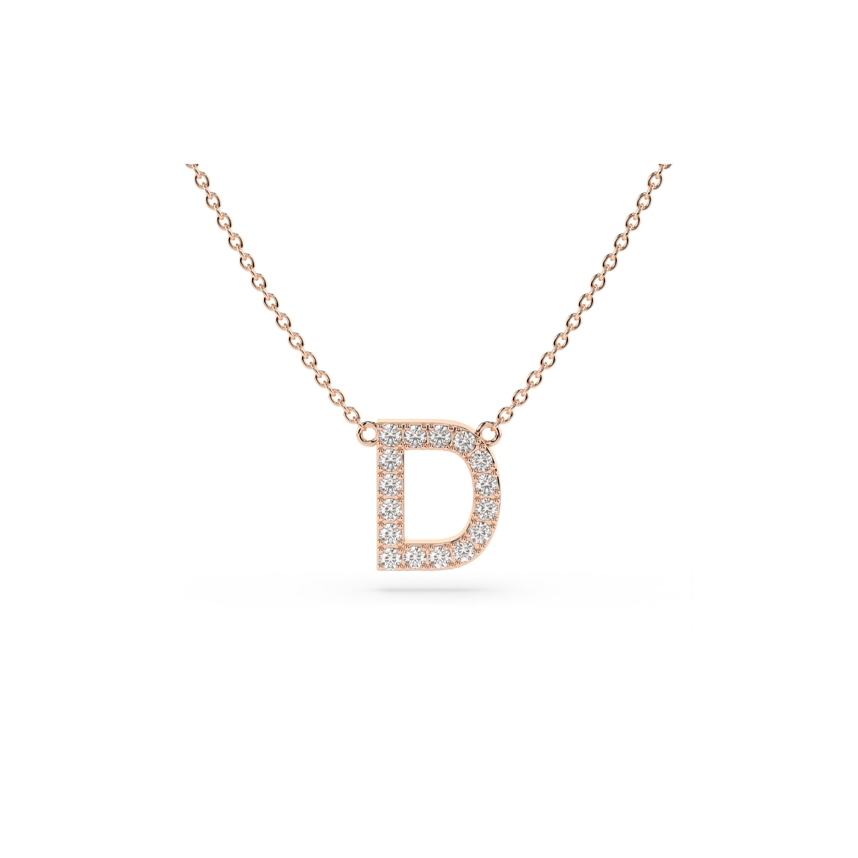 Initial Diamond Necklace in Rose Gold