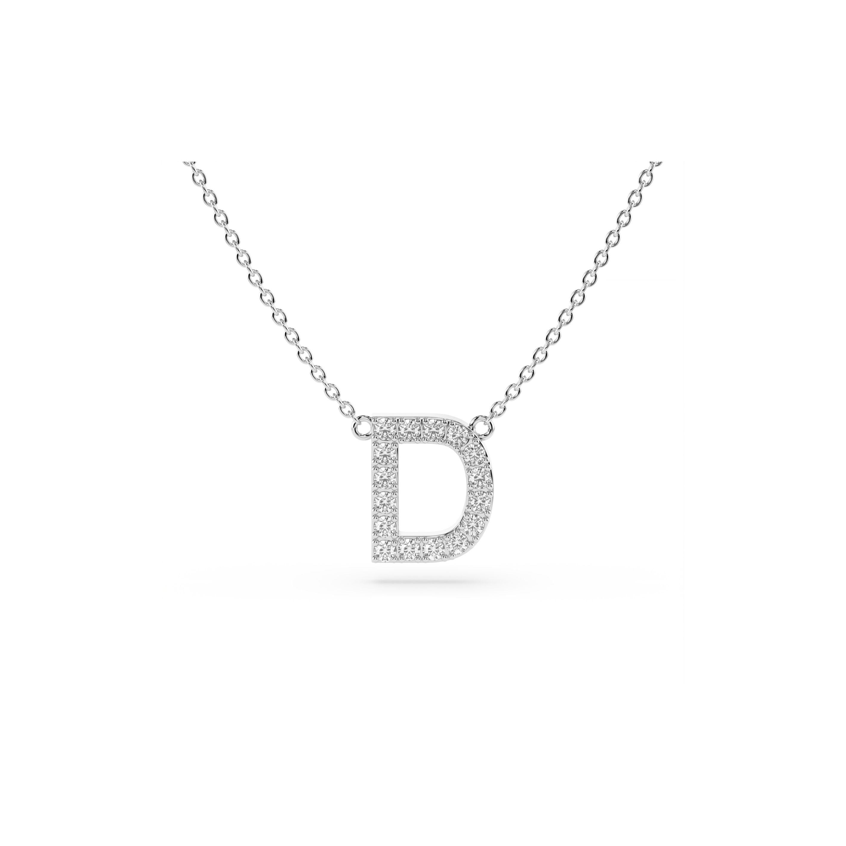 Initial Diamond Necklace in White Gold