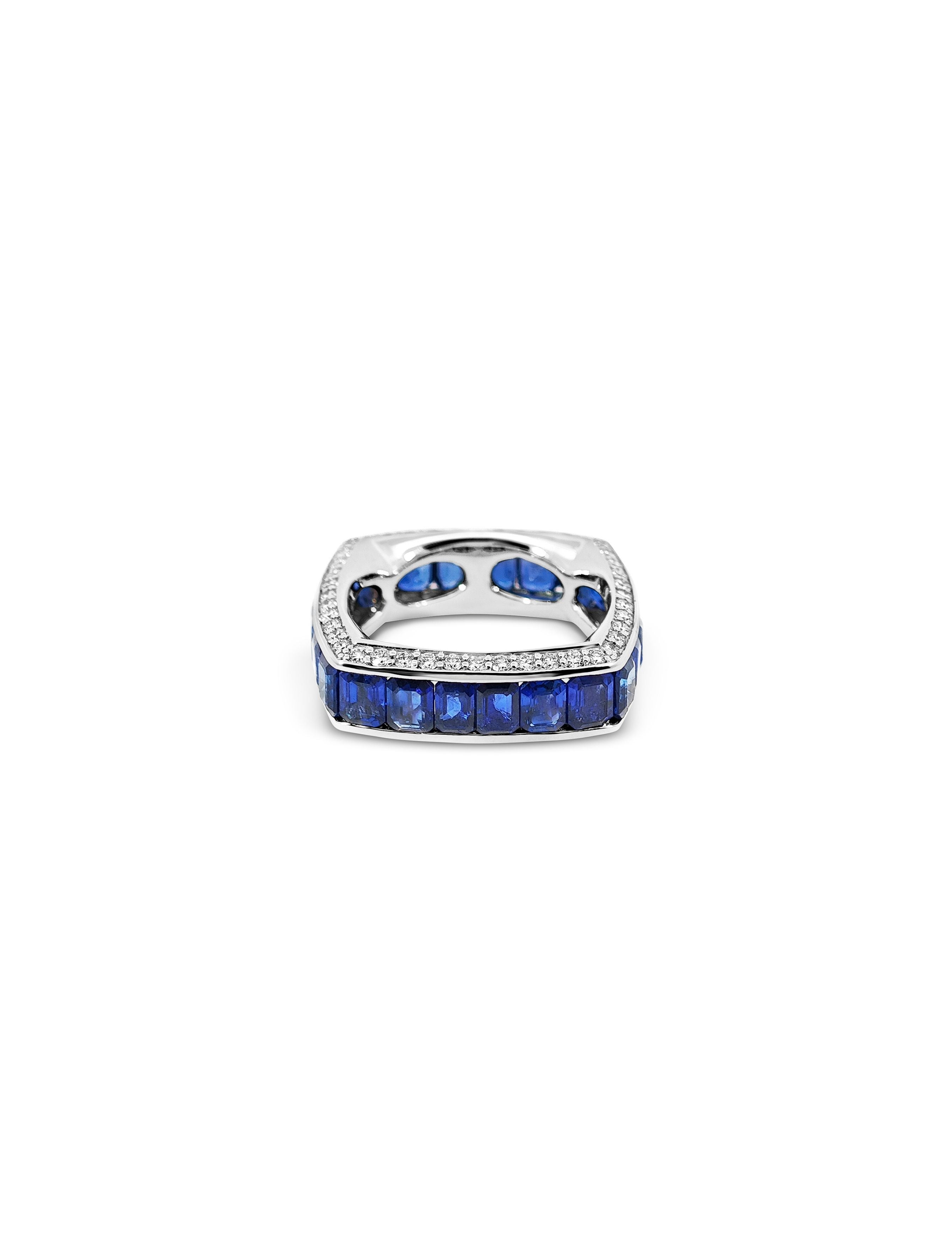 Sculpted Brilliance Blue Sapphire Ring