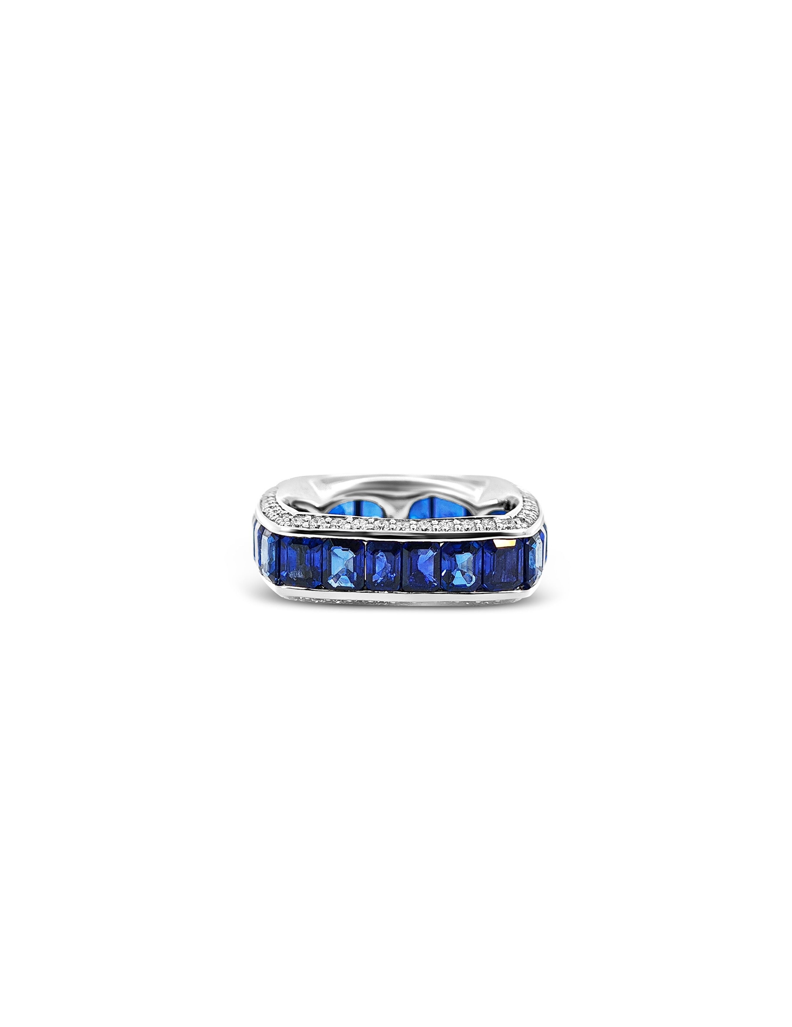 Sculpted Brilliance Blue Sapphire Ring