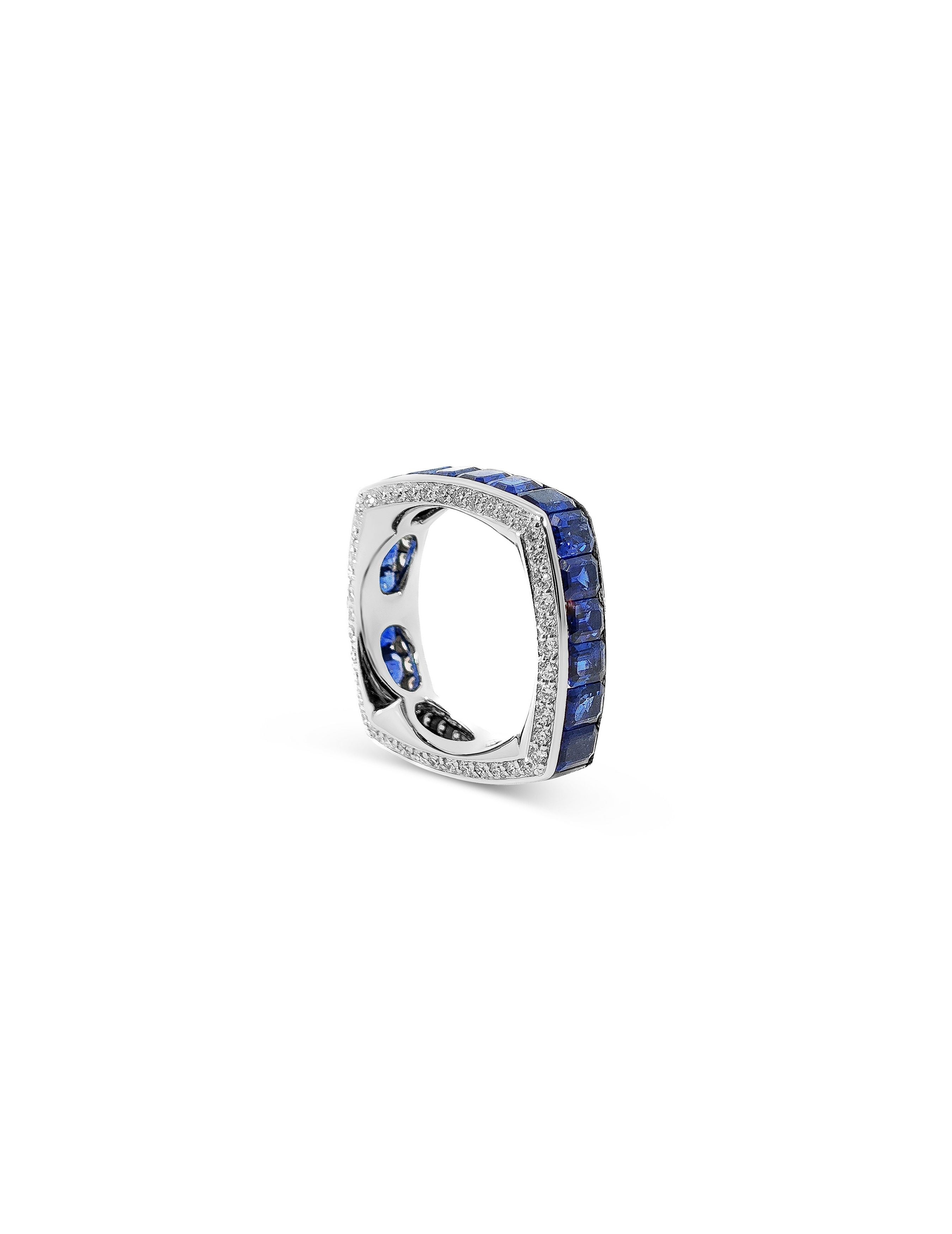 Sculpted Brilliance Blue Sapphire Ring