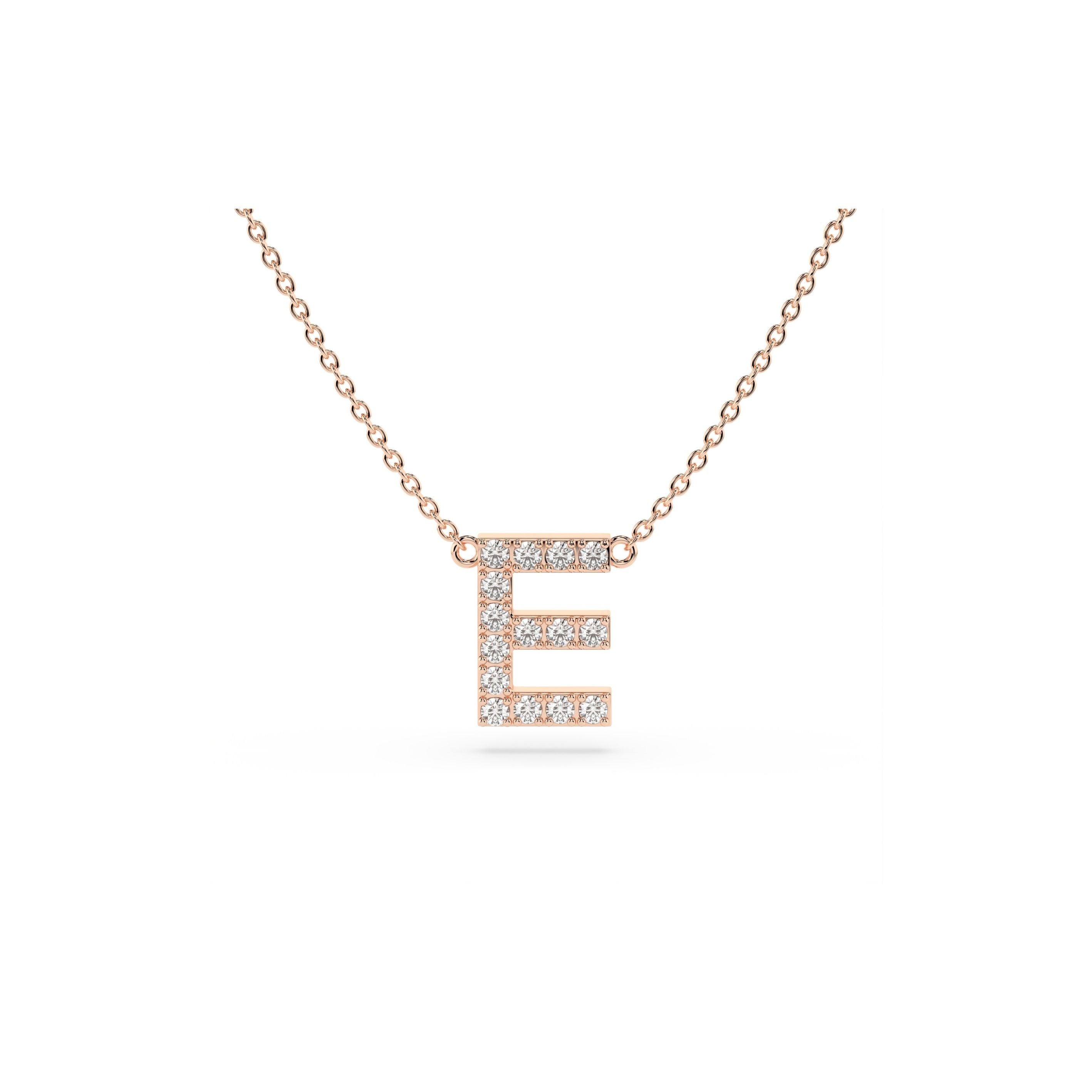 Initial Diamond Necklace in Rose Gold