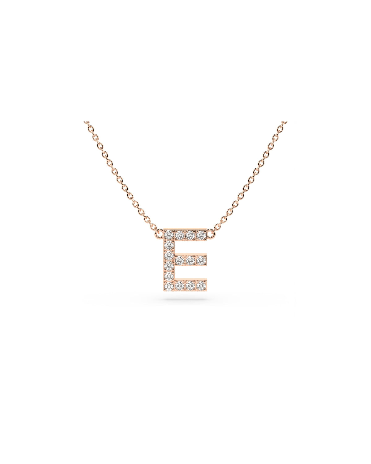 Initial Diamond Necklace in Rose Gold