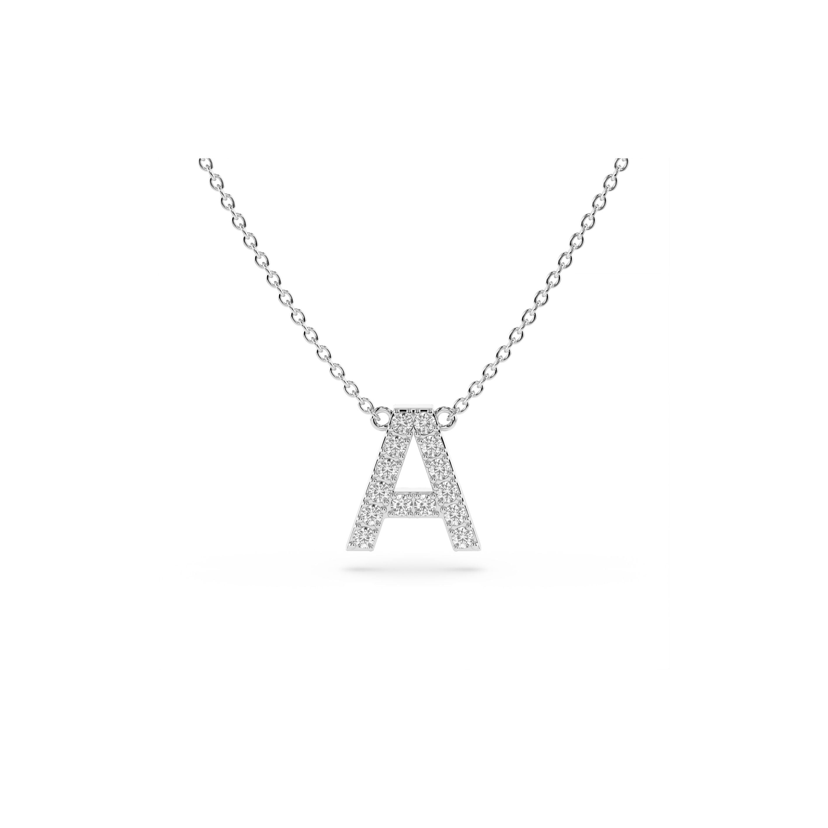 Initial Diamond Necklace in White Gold