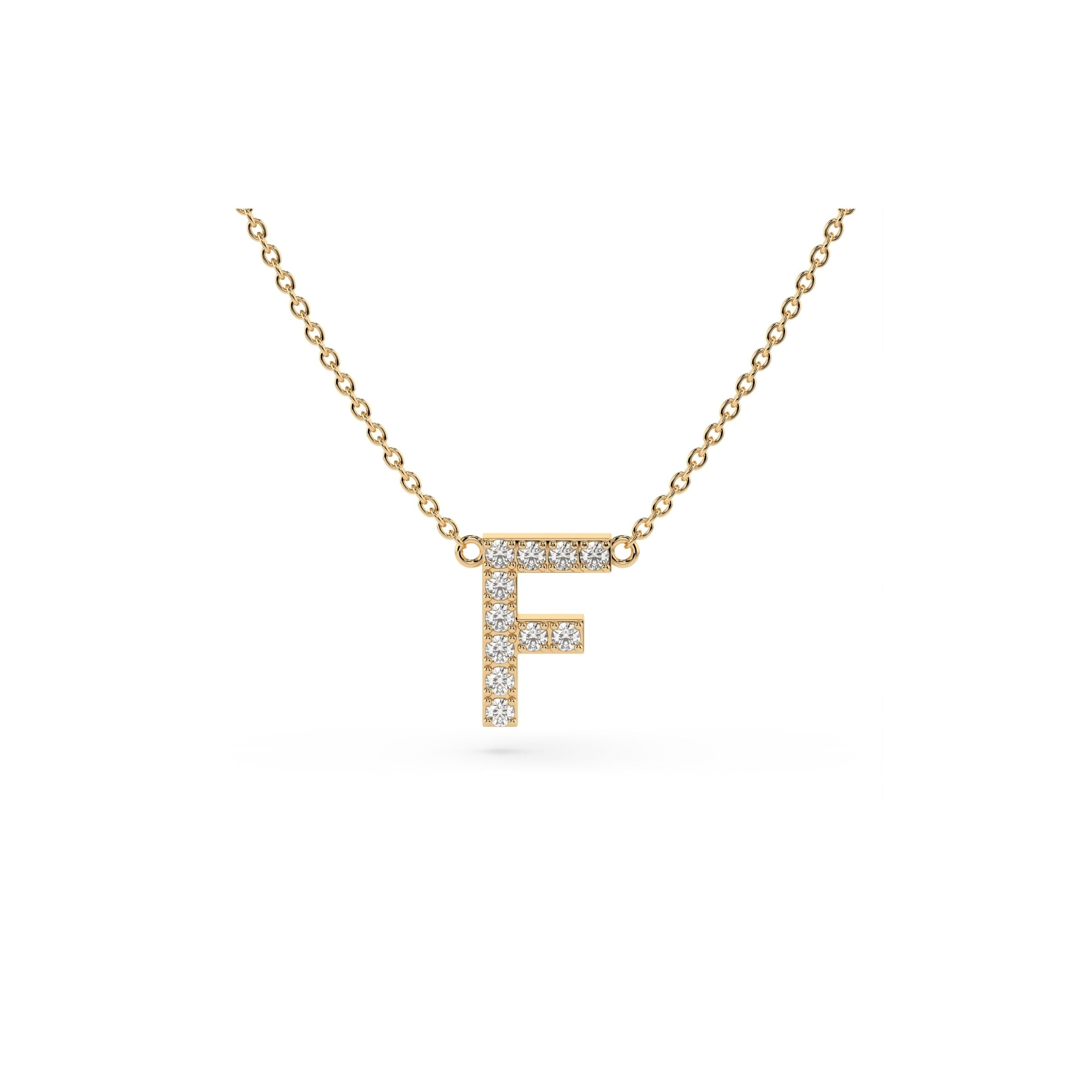 Initial Diamond Necklace in Yellow Gold