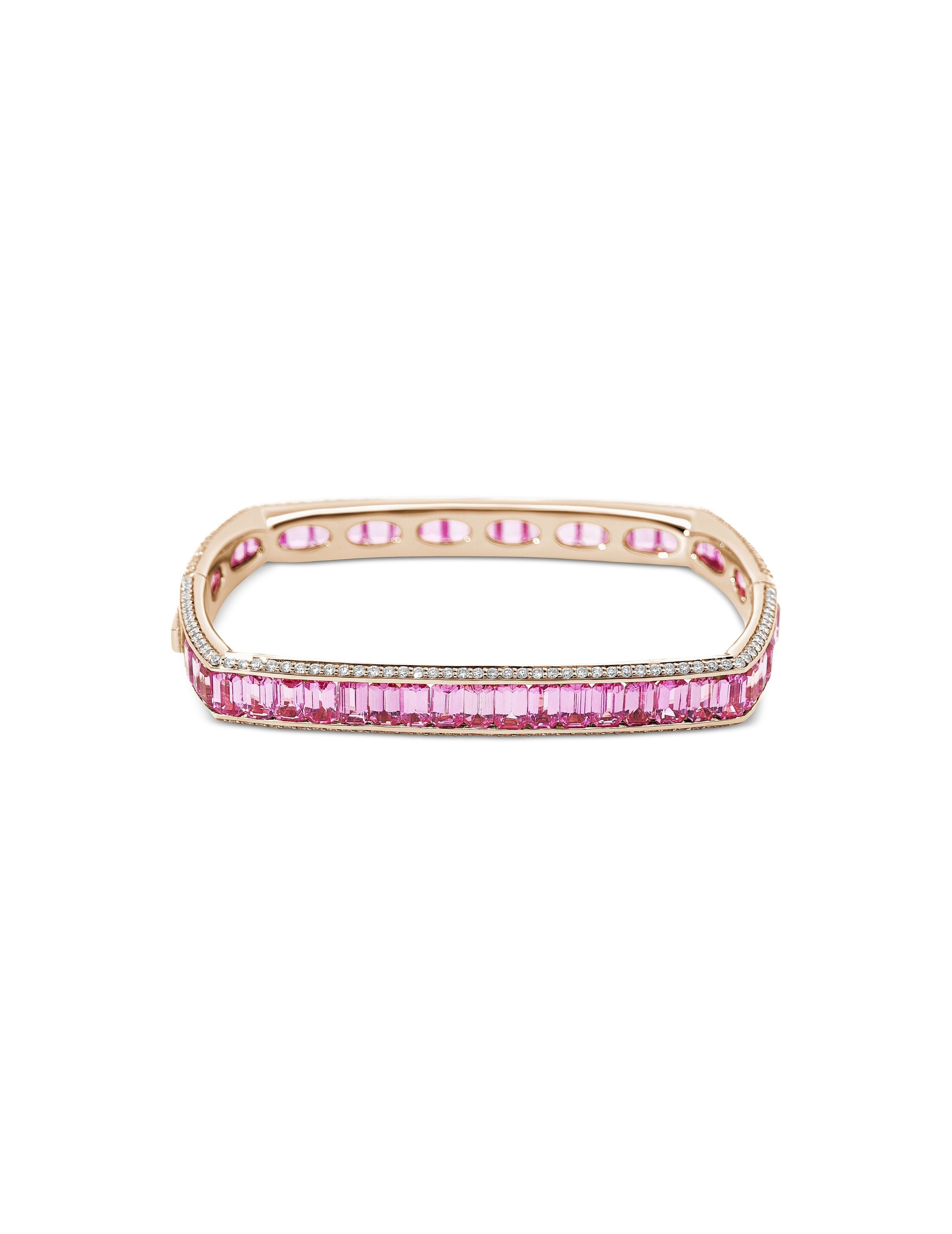 Sculpted Brilliance Pink Sapphire Bangle