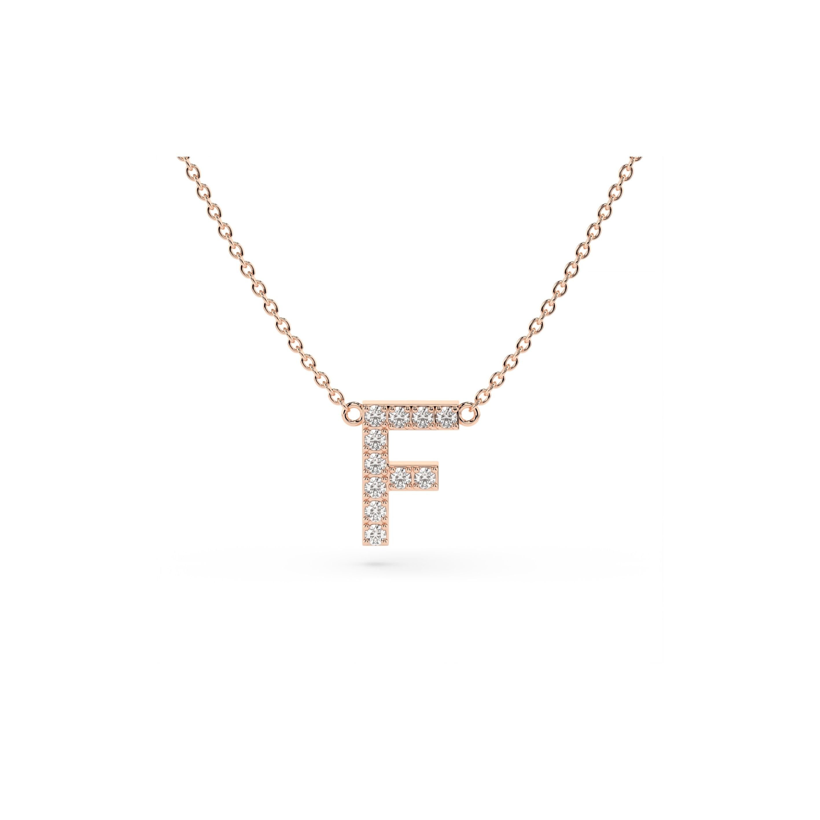 Initial Diamond Necklace in Rose Gold