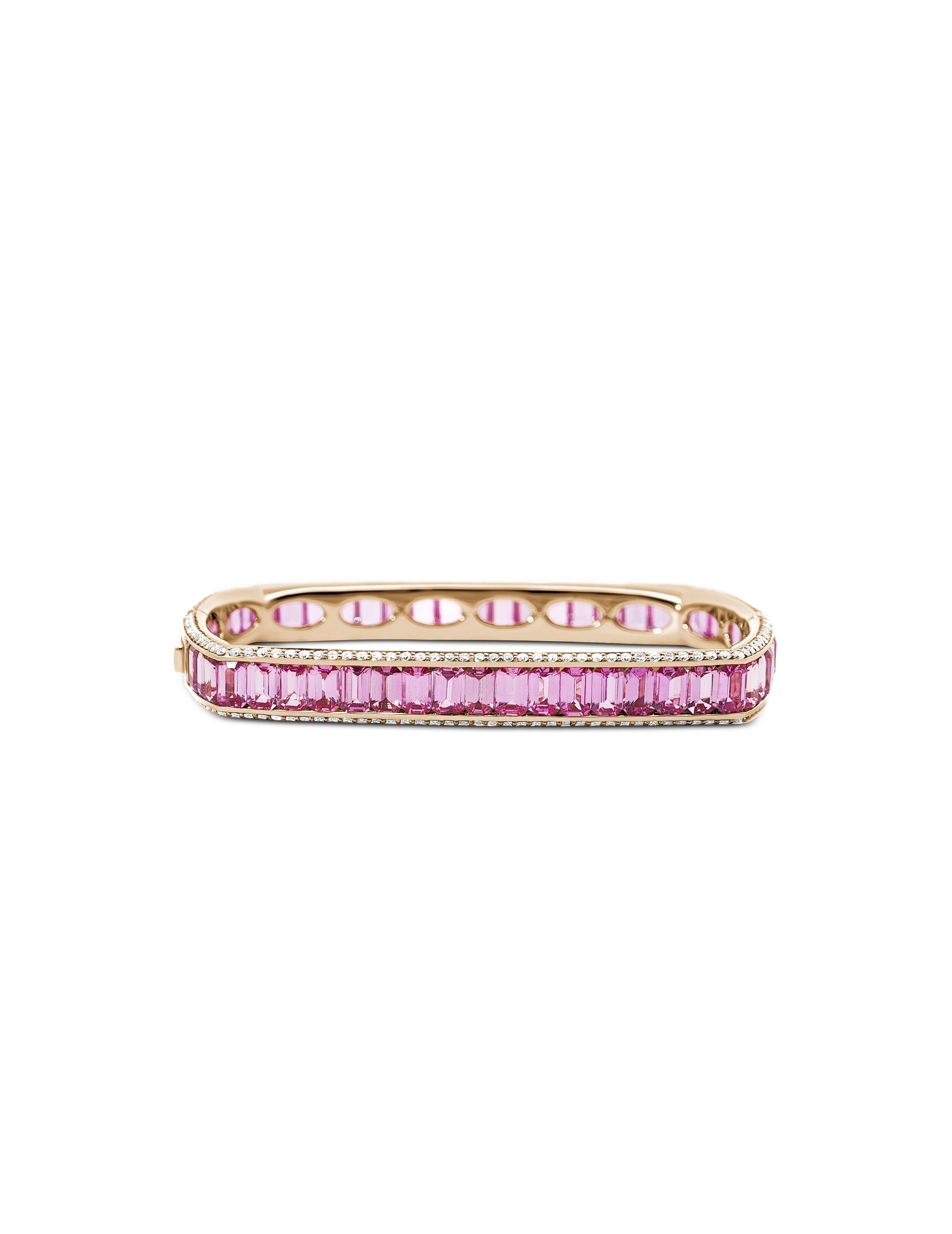 Sculpted Brilliance Pink Sapphire Bangle