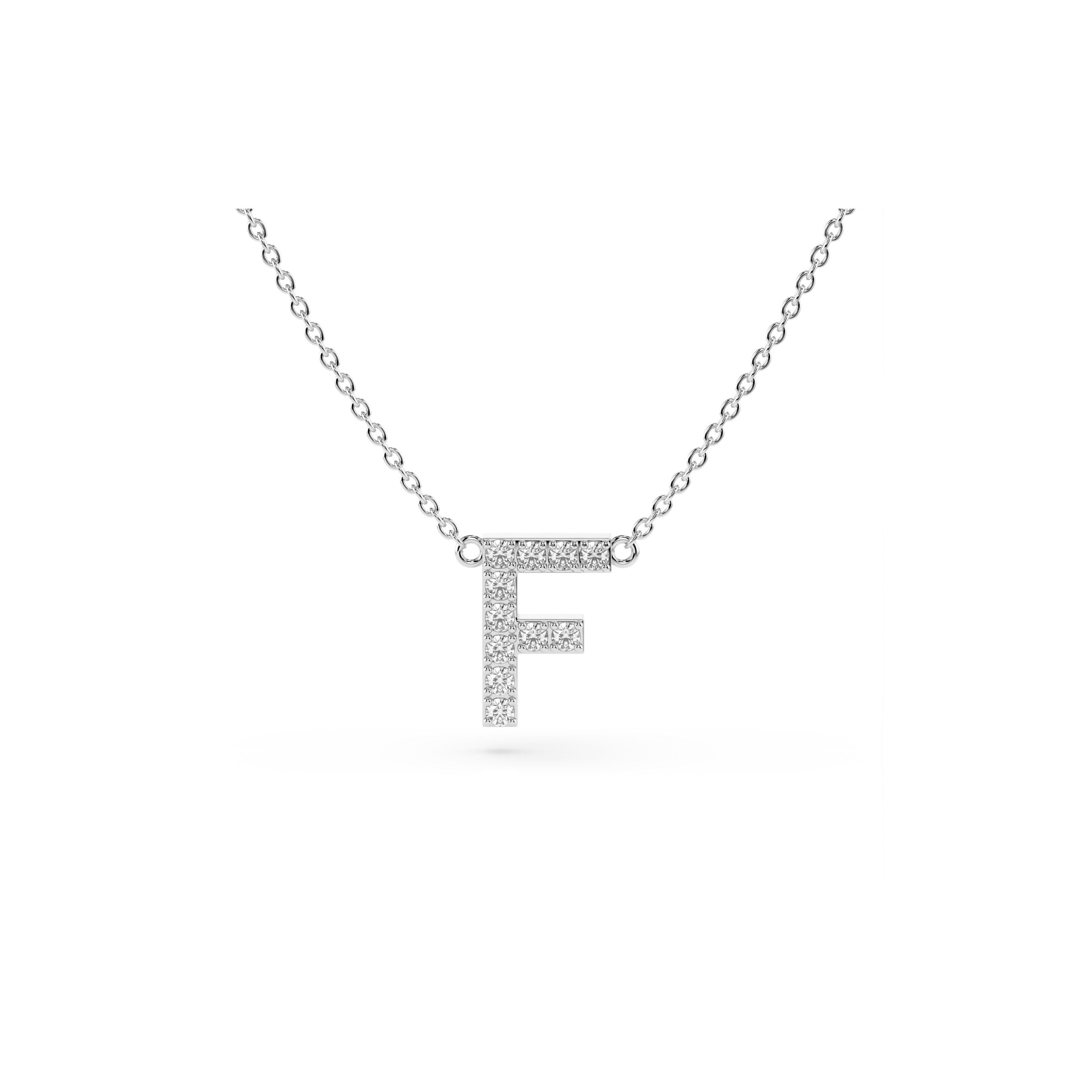 Initial Diamond Necklace in White Gold