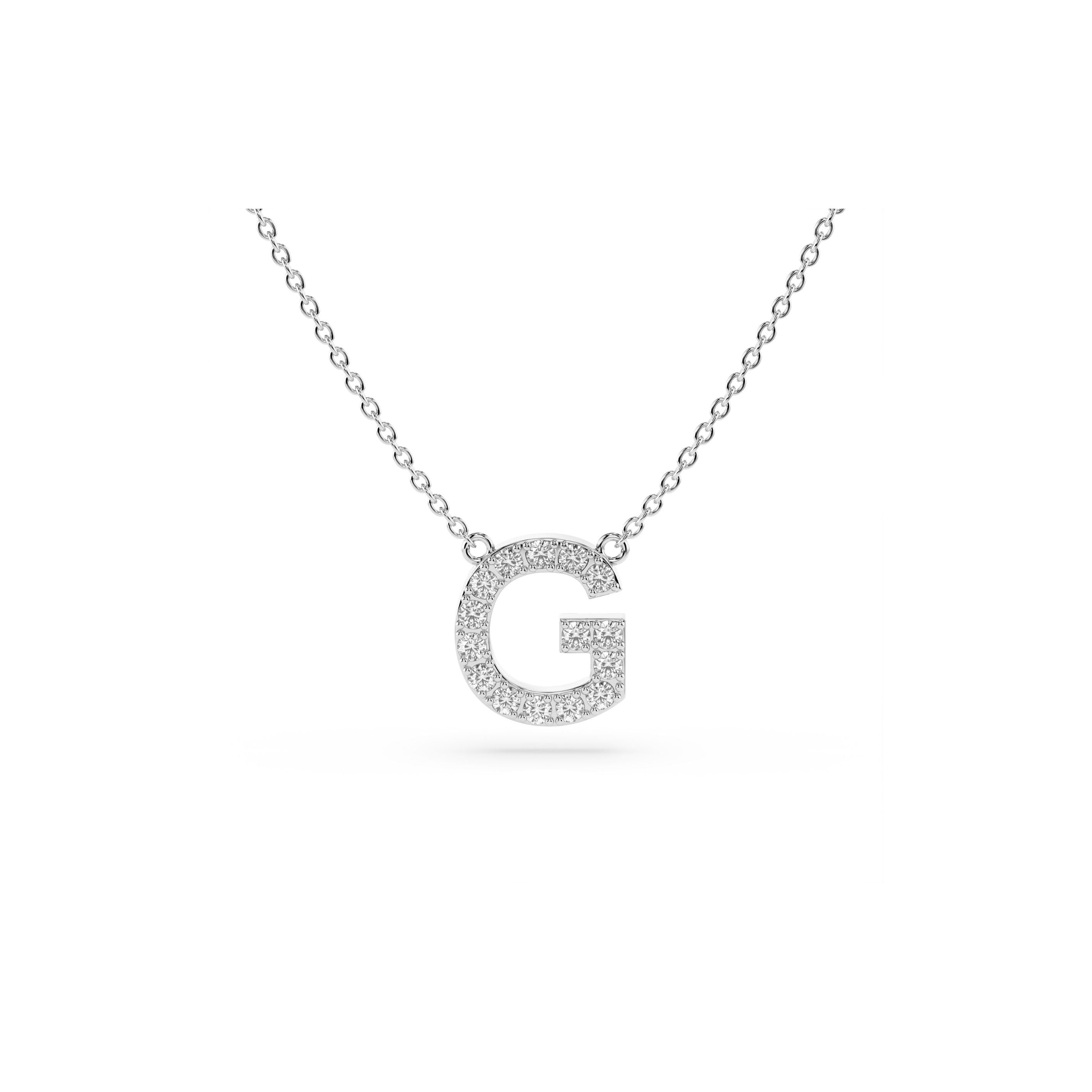 Initial Diamond Necklace in White Gold
