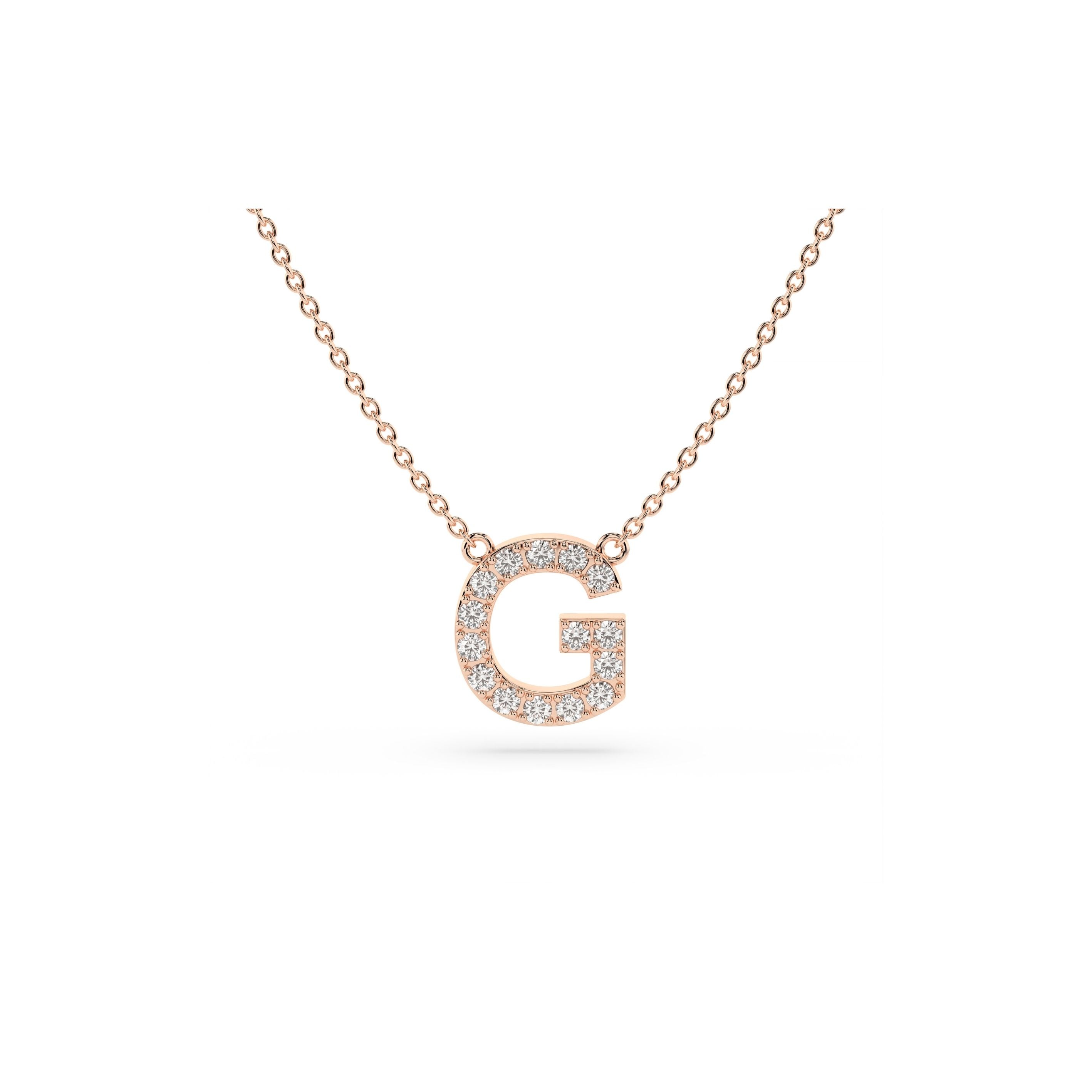 Initial Diamond Necklace in Rose Gold