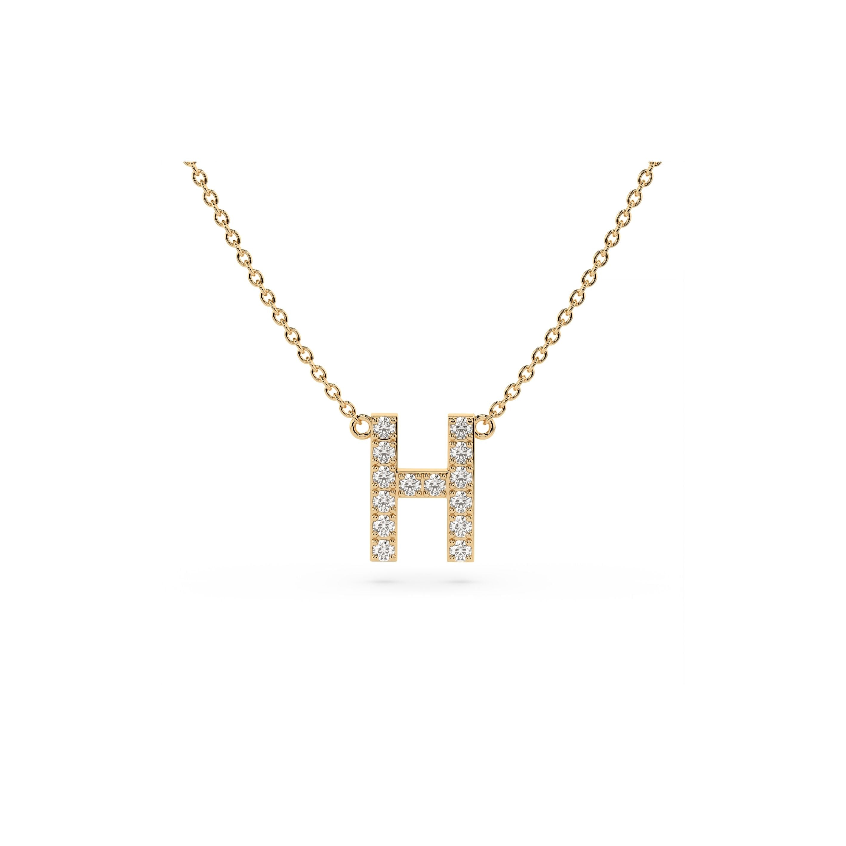 Initial Diamond Necklace in Yellow Gold
