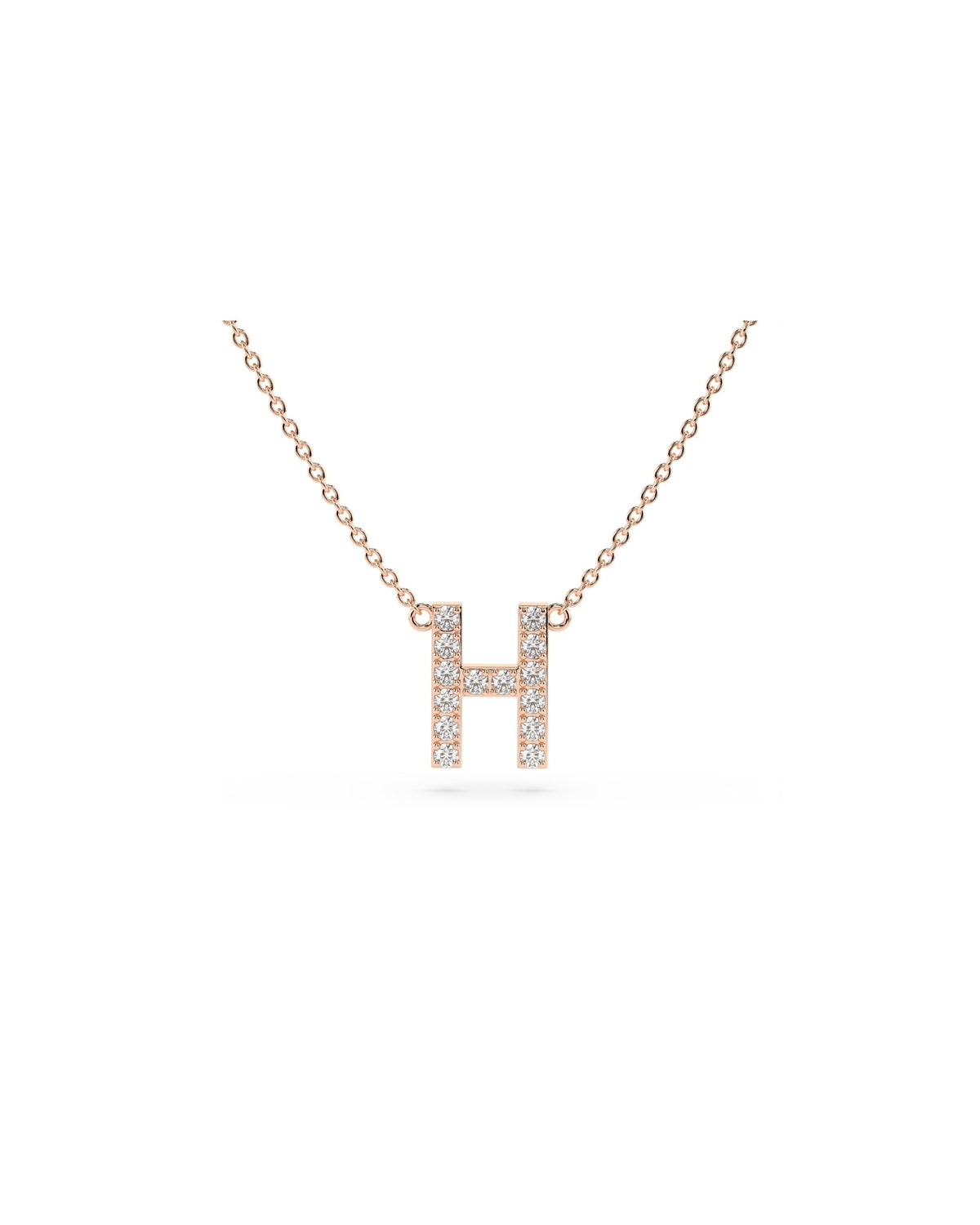 Initial Diamond Necklace in Rose Gold