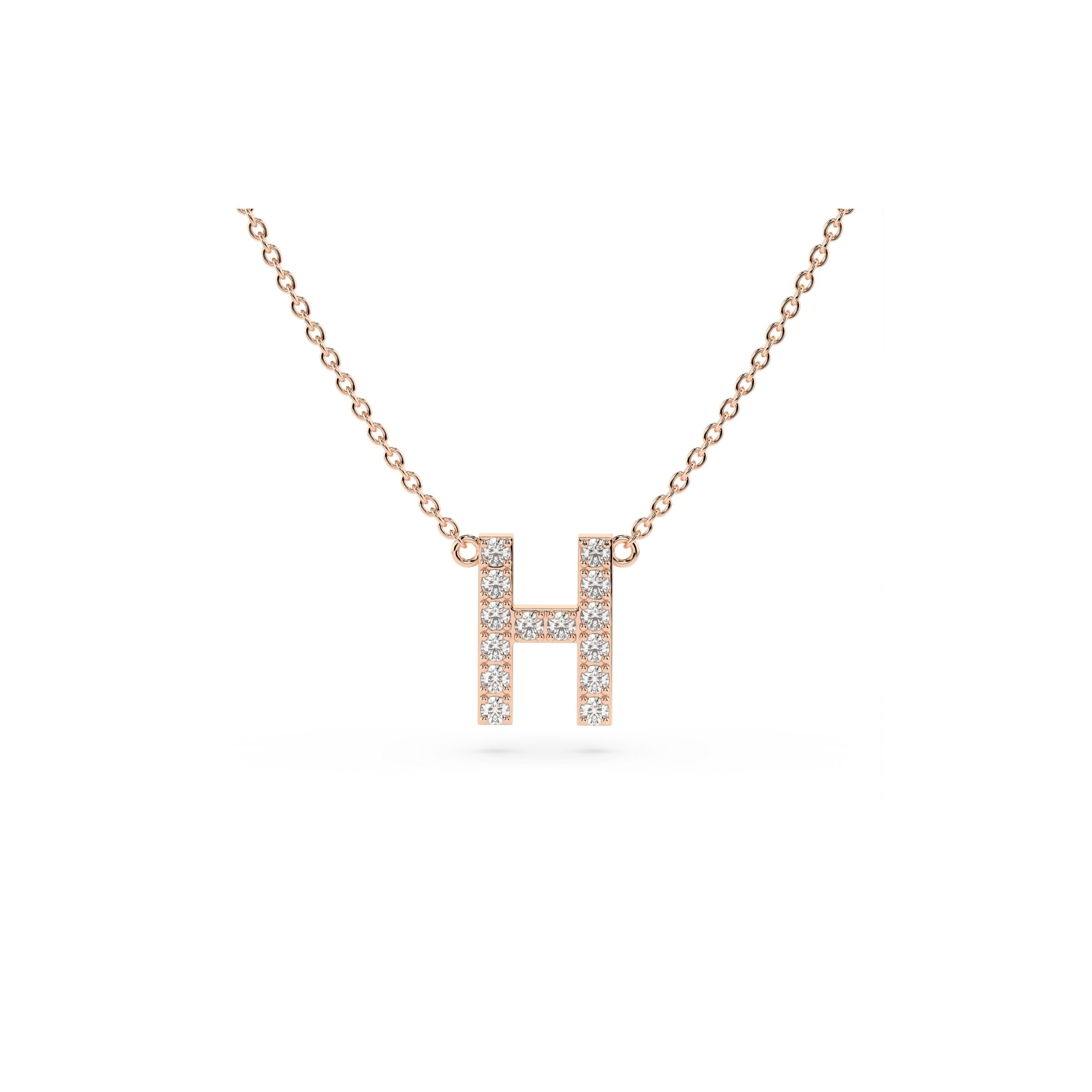 Initial Diamond Necklace in Rose Gold