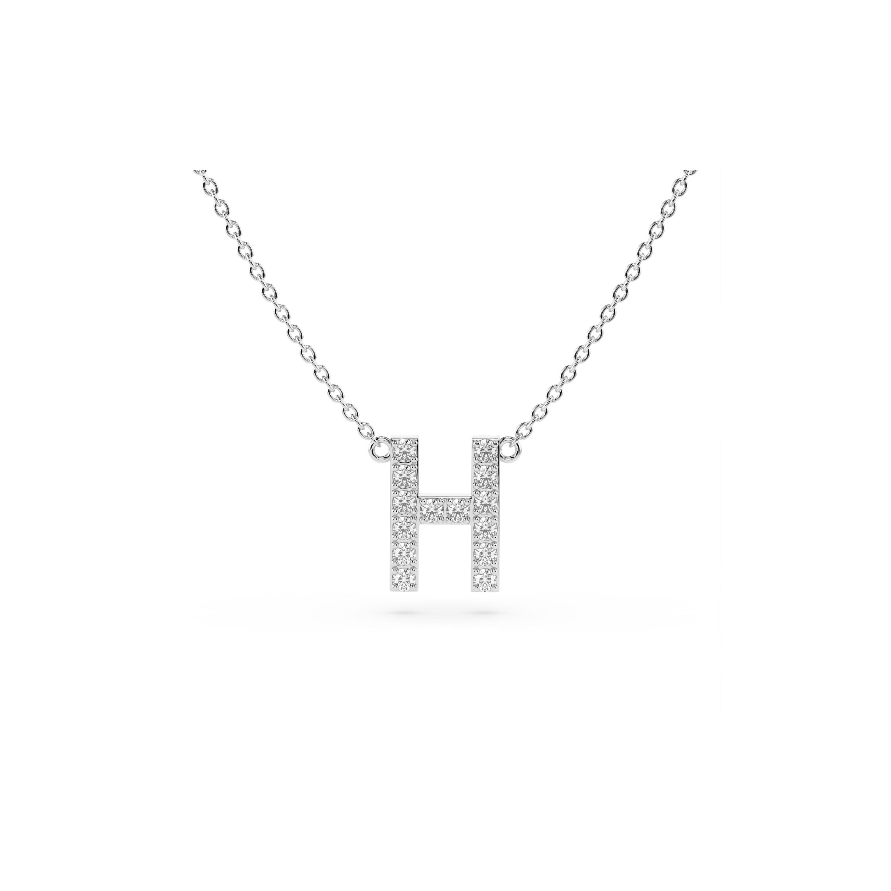 Initial Diamond Necklace in White Gold
