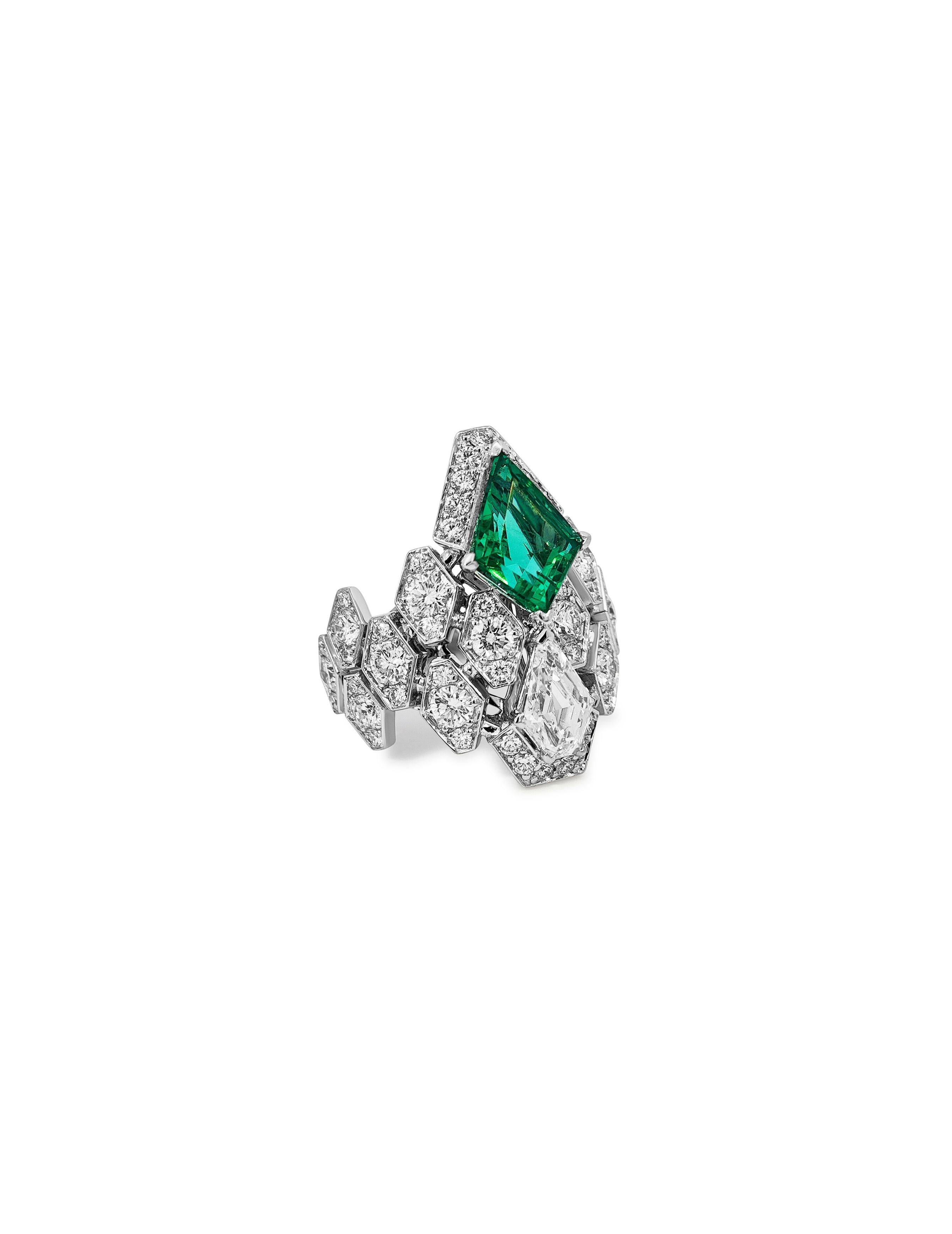 2.45ct Emerald Kite Diamond Ring